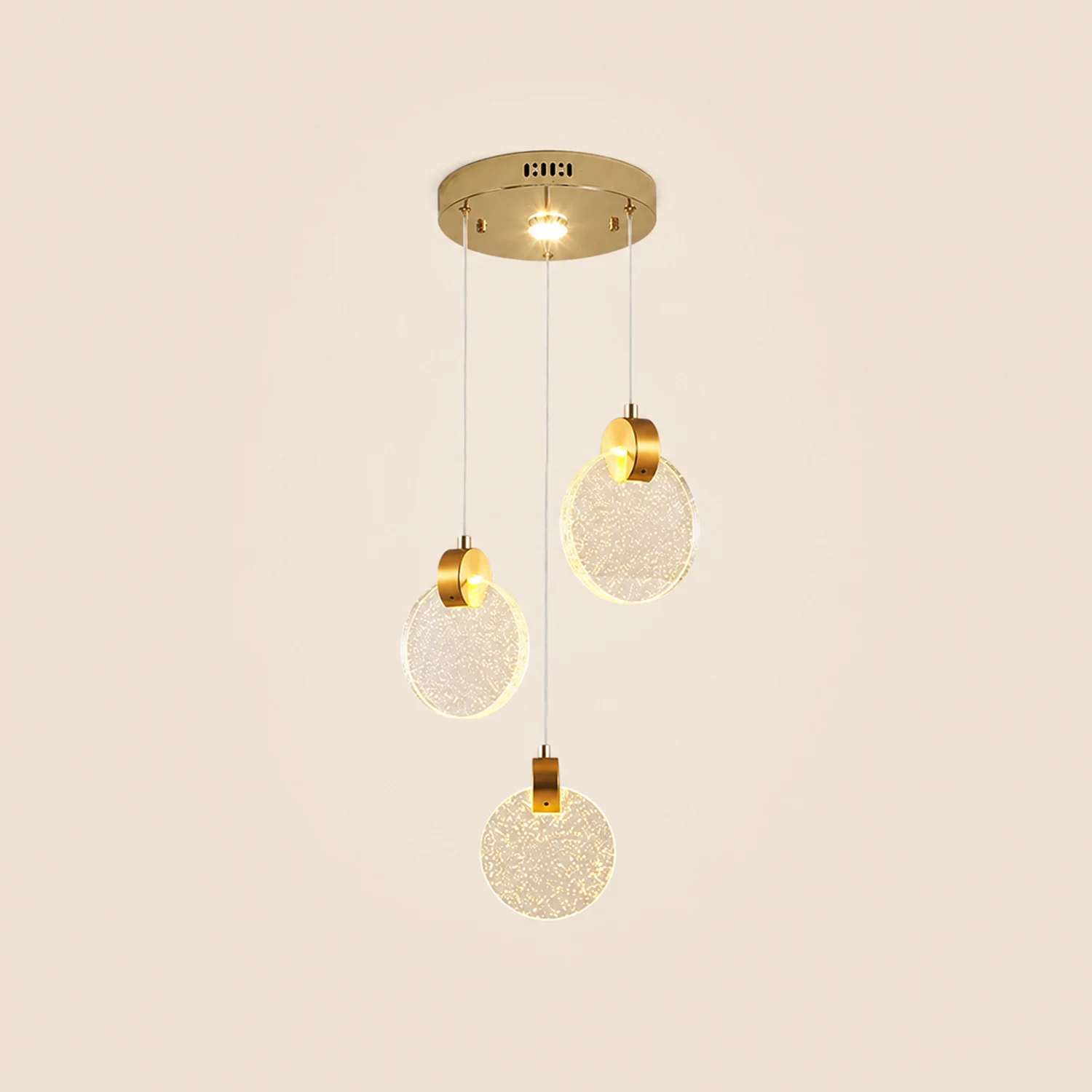 Kristy Minimalist Round  Metal/Crystal Chandelier, Gold - Lumpaz