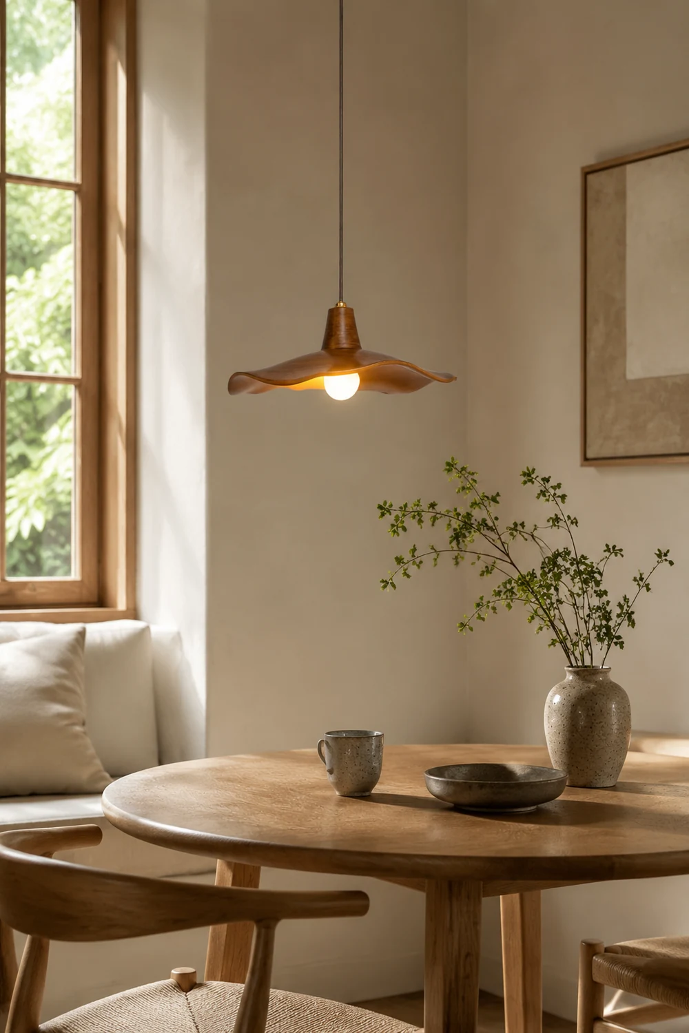 Carins Pendant Light Wave Retro, Mahogany/Resin, Dining Room - Lumpaz