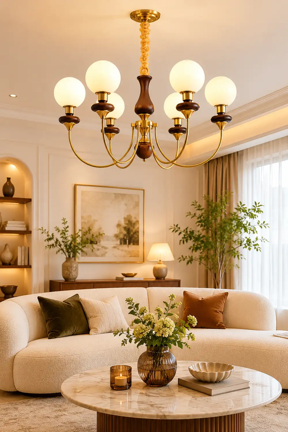 Silva Modern Luxury Decorative LED Chandelier Gold Metal Living Room - Lumpaz