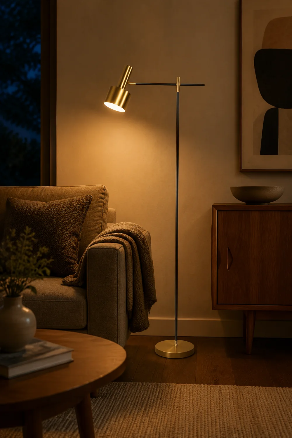 Freja Luxury Linear Metal Floor Lamp, Gold - Lumpaz