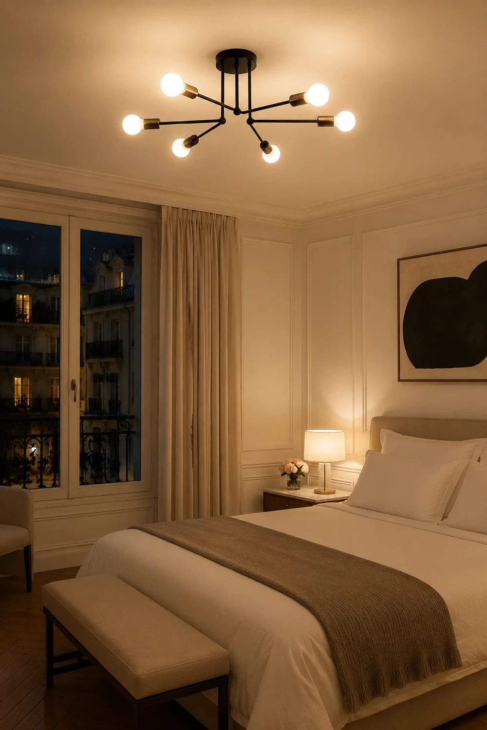 Valentina Flush Mount Ceiling Lights Linear Industrial, Metal/Glass, Bedroom - Lumpaz