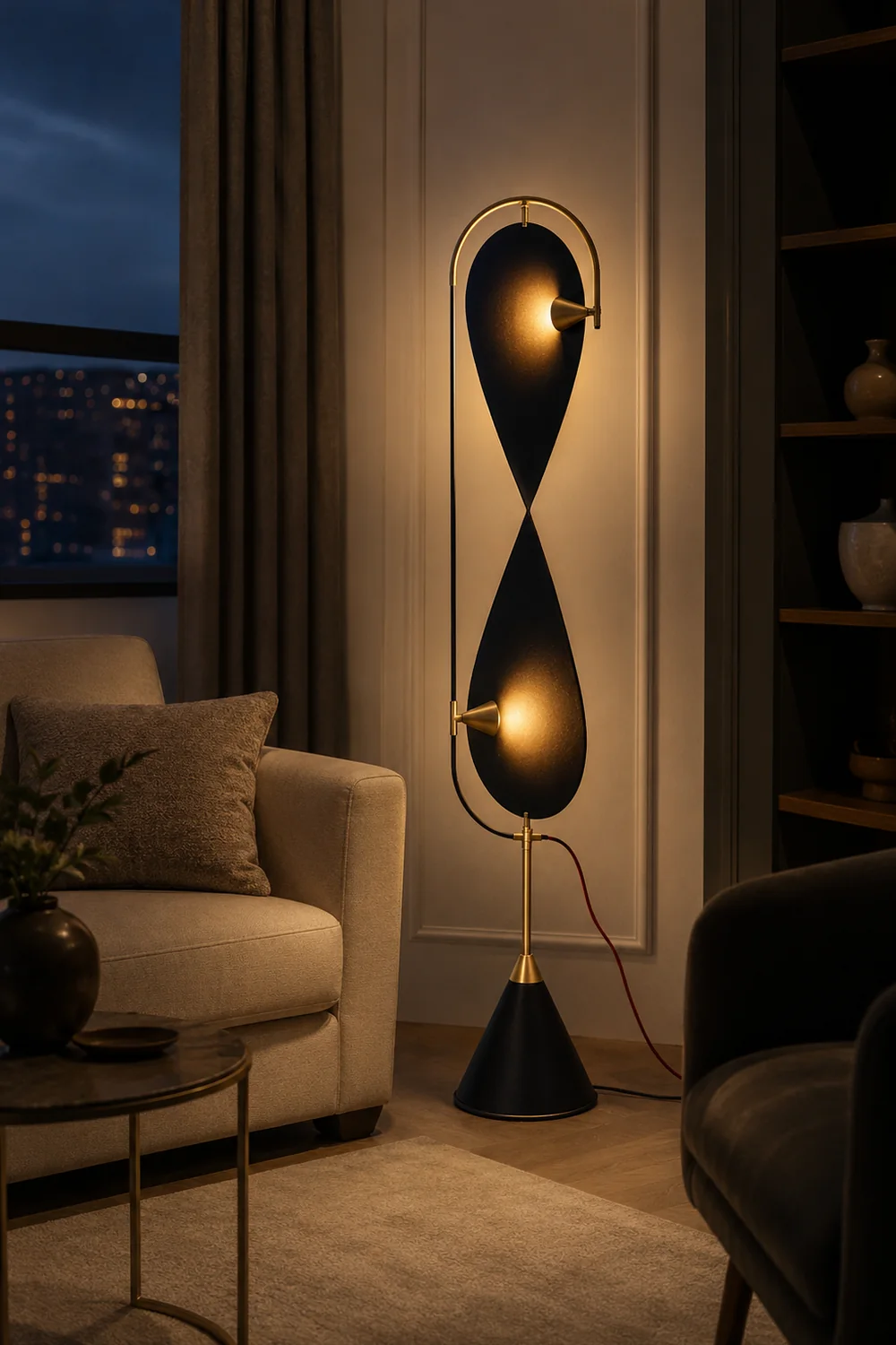 Salgado Modern Minimalist Geometric Metal Floor Lamp, Black - Lumpaz