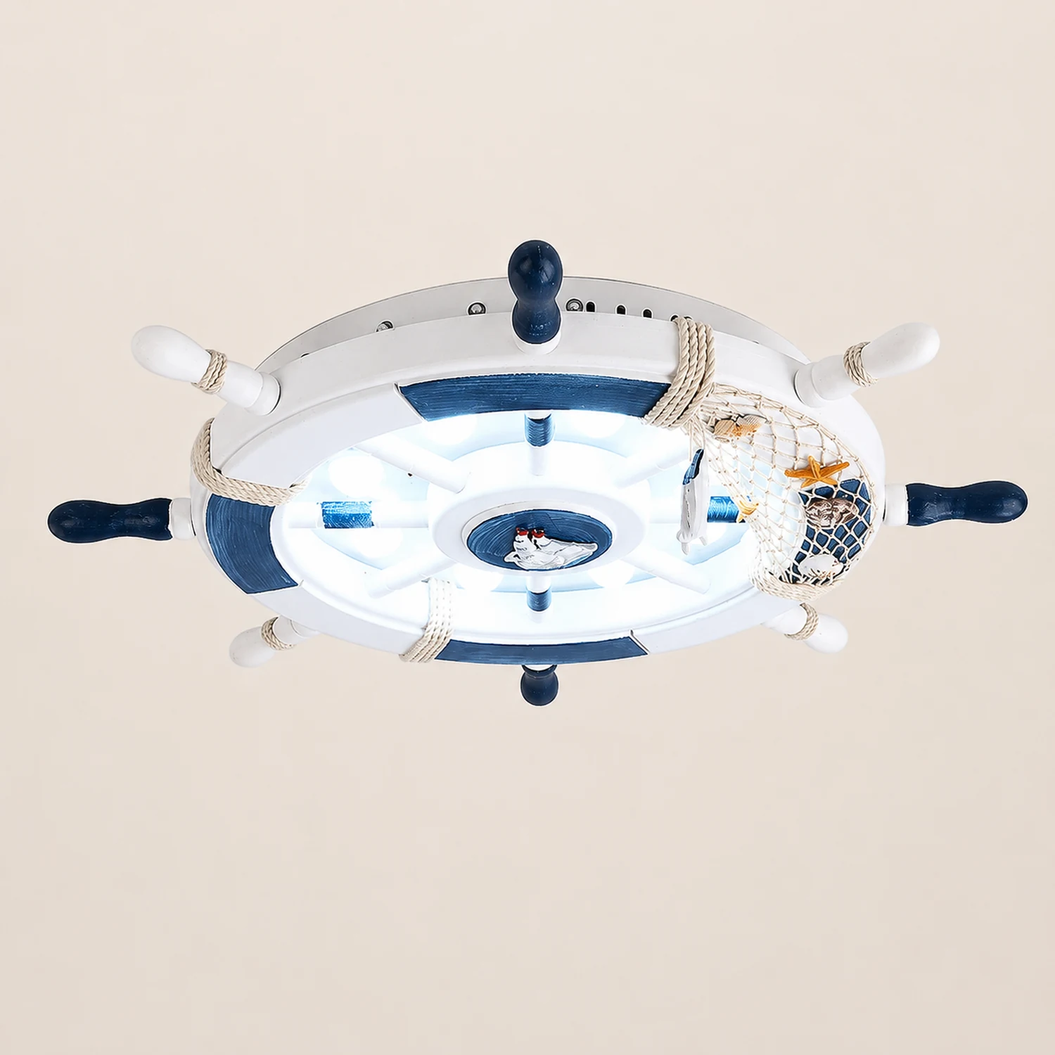 Quinn Modern Rudder Metal Flush Mount Ceiling Light White/Blue Bedroom - Lumpaz