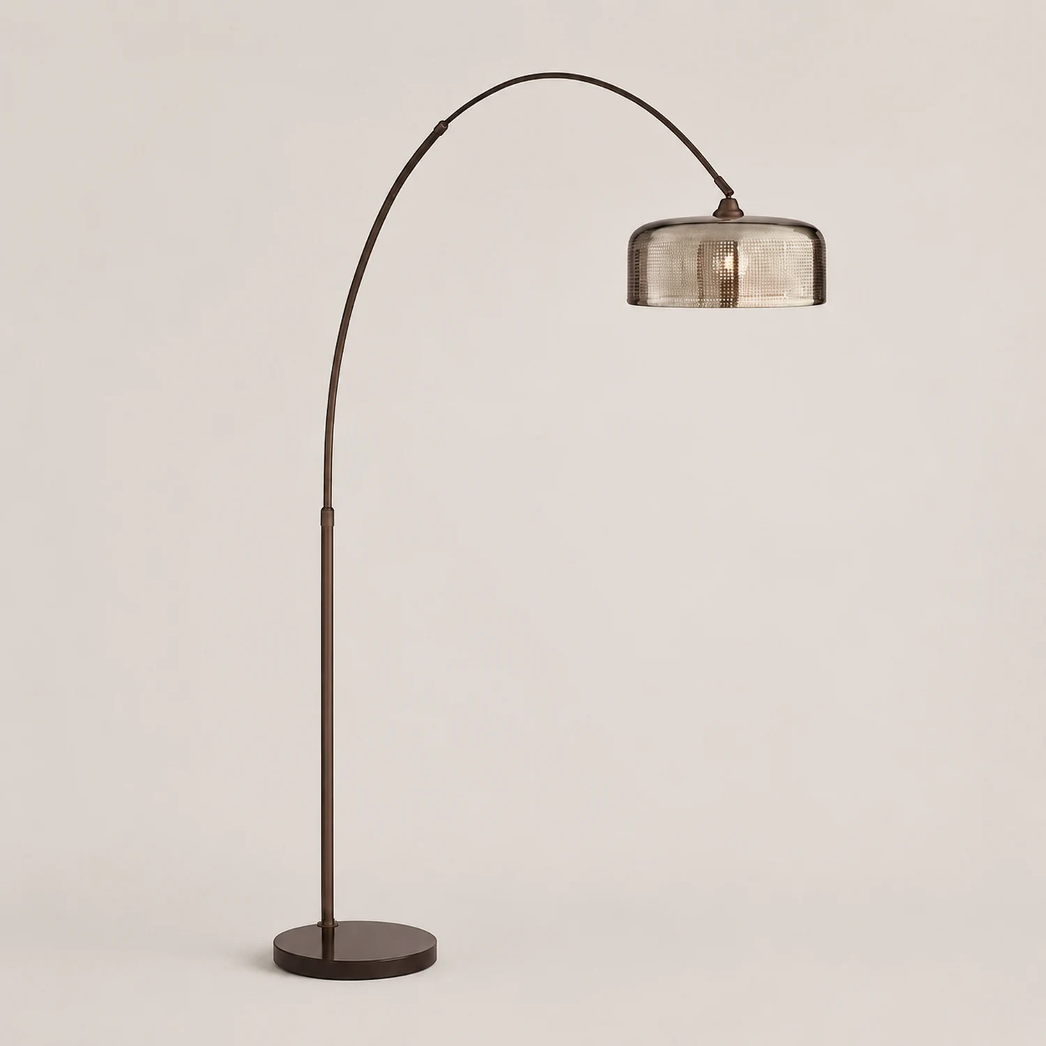 Hailie Retro Brown Curved Floor Lamp, Metal - Lumpaz