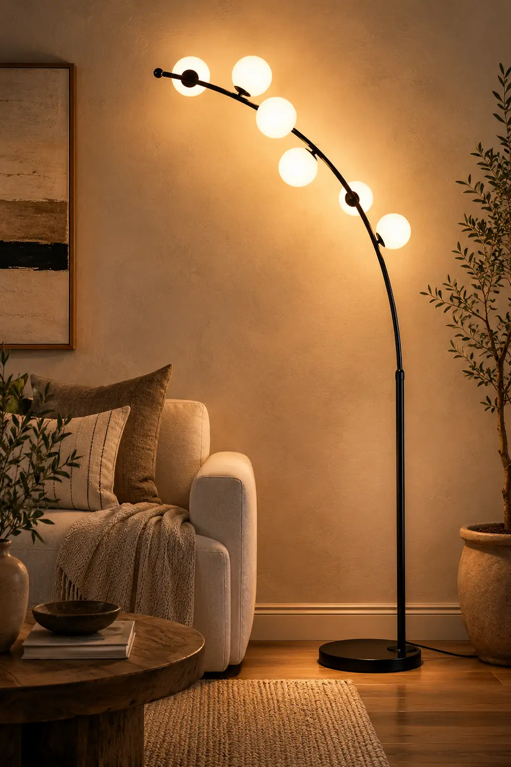 Valentina Modern Arc Multi Head Bubble Floor Lamp Black/Gold - Lumpaz