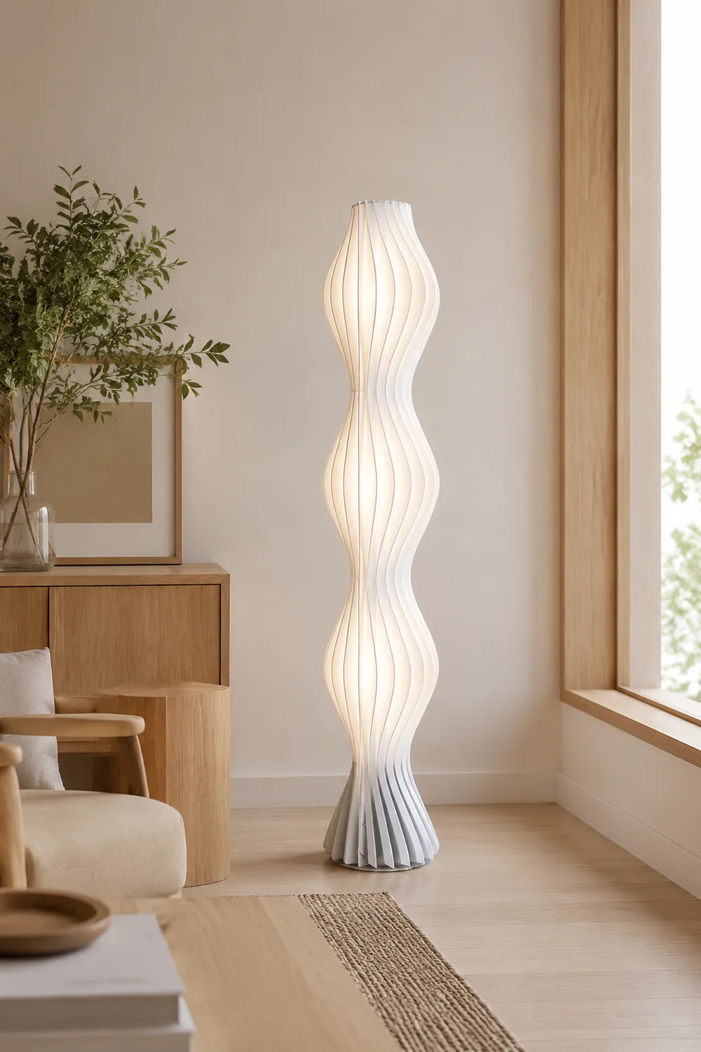Salgado Artistic Pleated Acrylic Floor Lamp White - Lumpaz