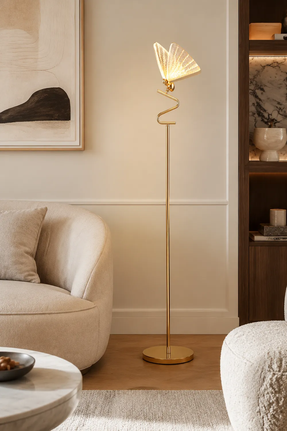 Kady Modern Butterfly Floor/Table Lamp, Living Room/Bedroom - Lumpaz