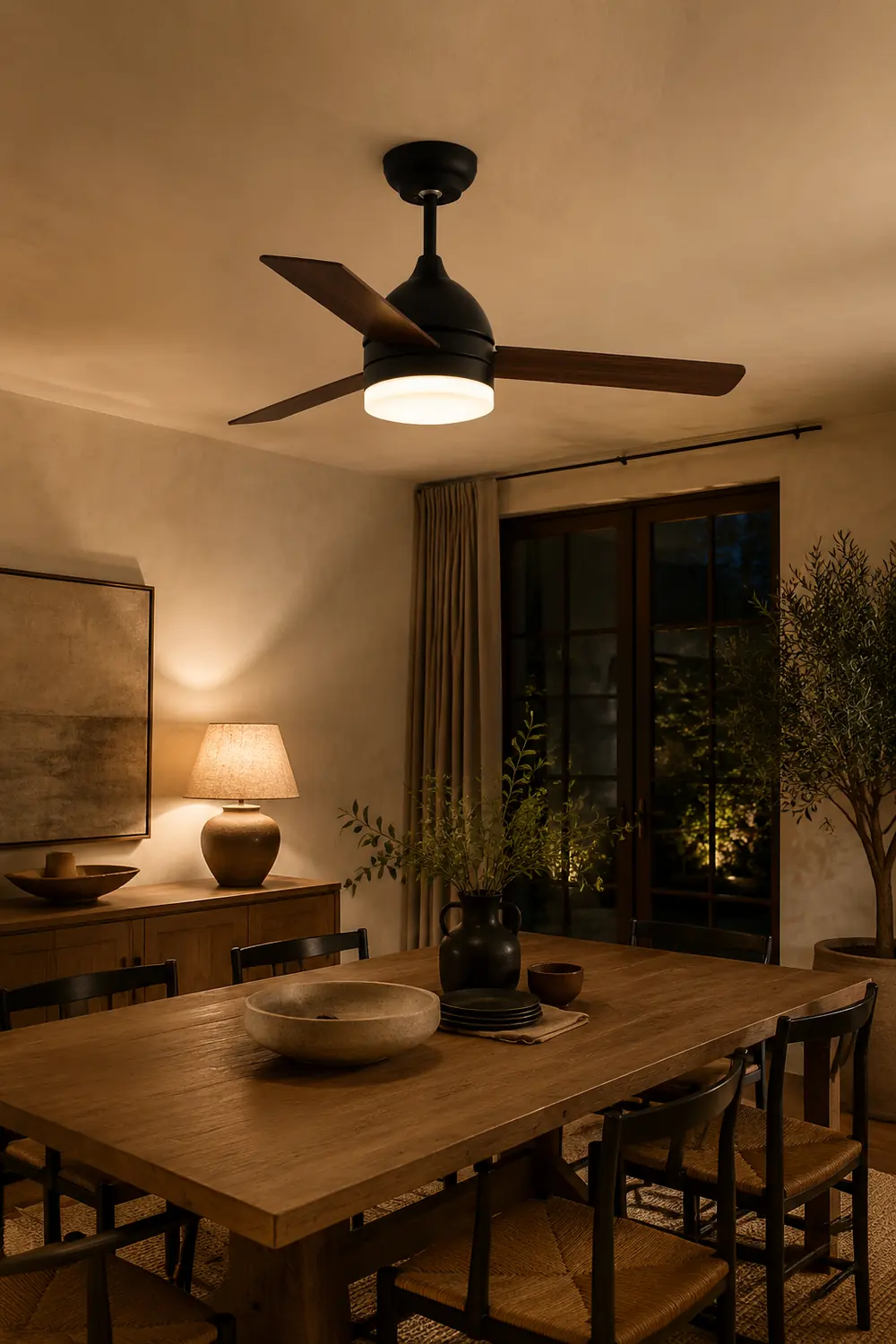 Haydn 3-Blade Modern, DC Ceiling Fan with Light, Black/White, Summer, 42'' - Lumpaz