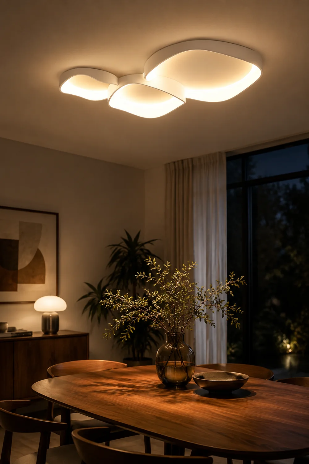 Arisha Modern Wave Flush Mount Ceiling Light White Living Room - Lumpaz