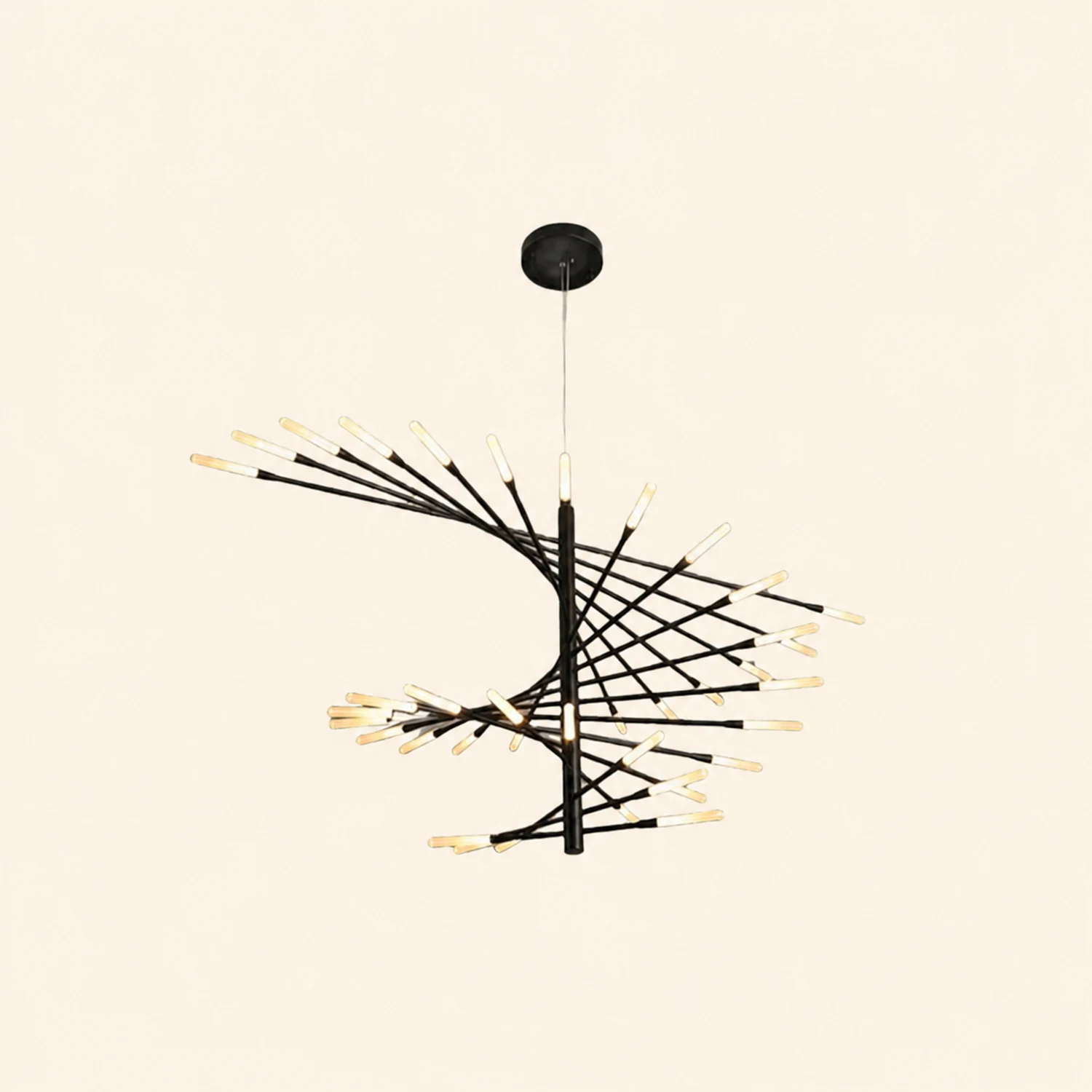 Lowry Modern Chandelier Black/Gold Metal/Acrylic Living Room - Lumpaz