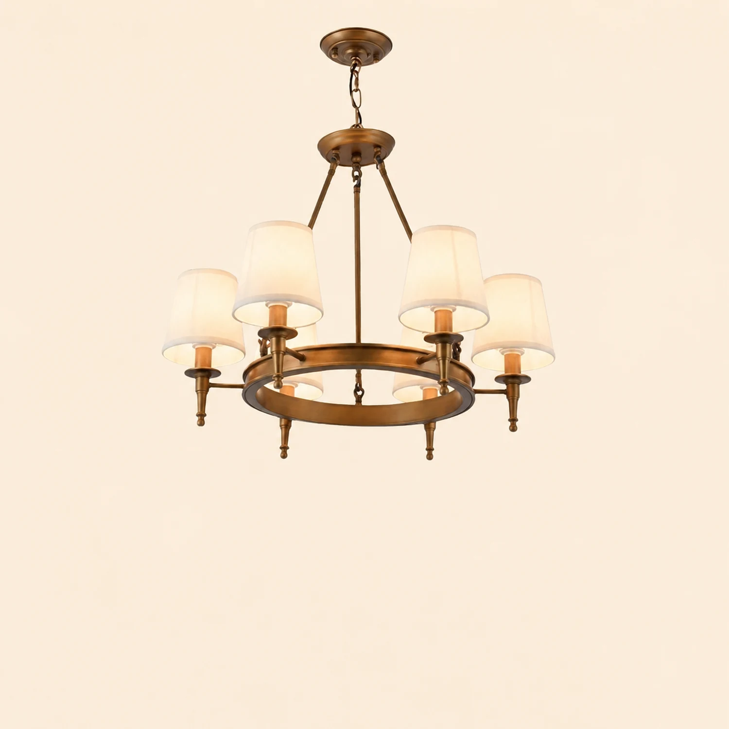 Alessio Vintage Ring Metal/Fabric Chandelier, Black/Copper - Lumpaz