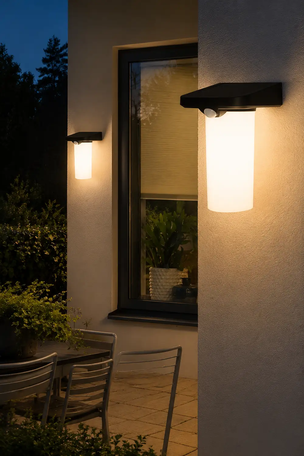 Modern LED Black Outdoor Solar Wall Lights with Motion Sensor - Lumpaz