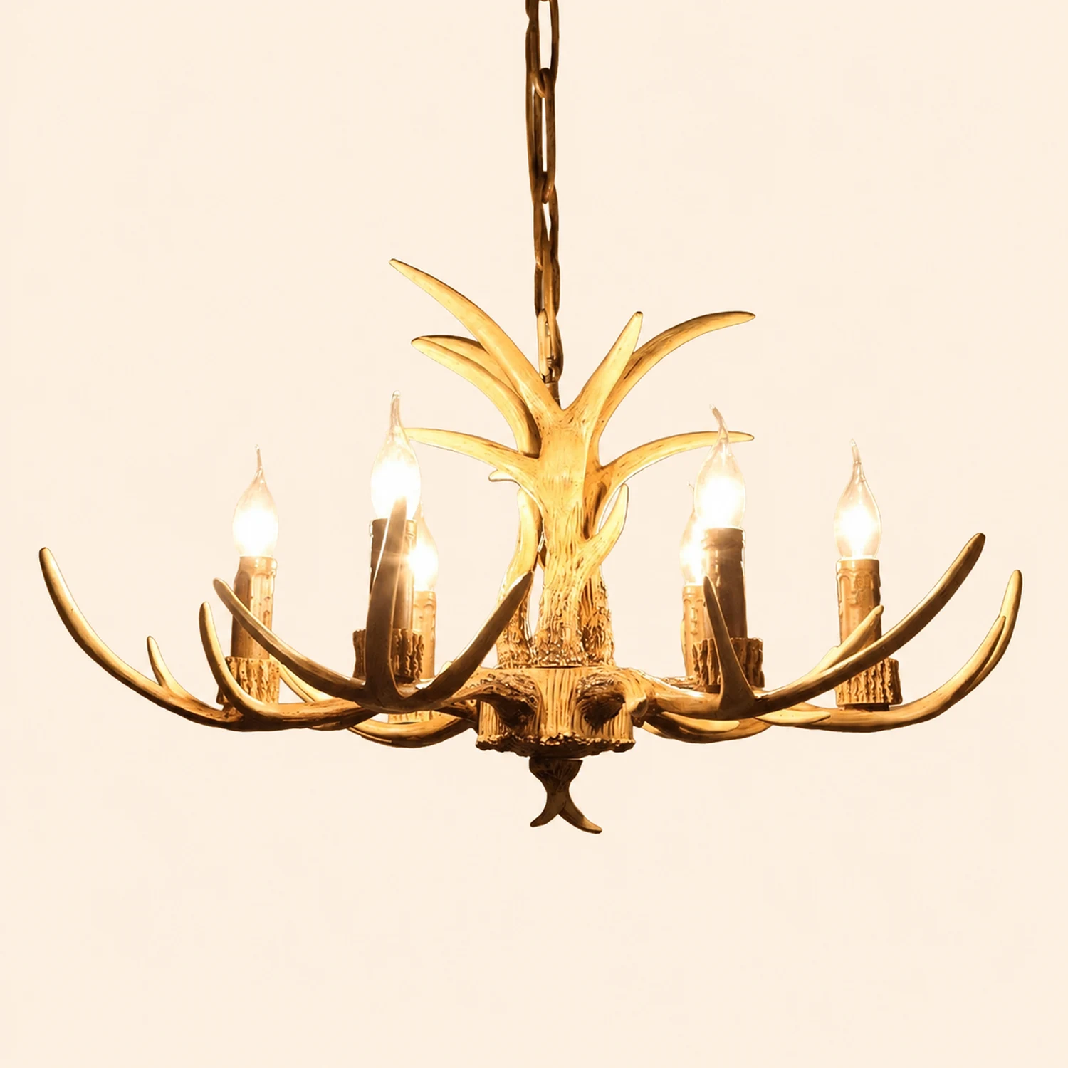 Austin Retro Deer Horn Resin Chandelier White Brown Coffee Living Room - Lumpaz