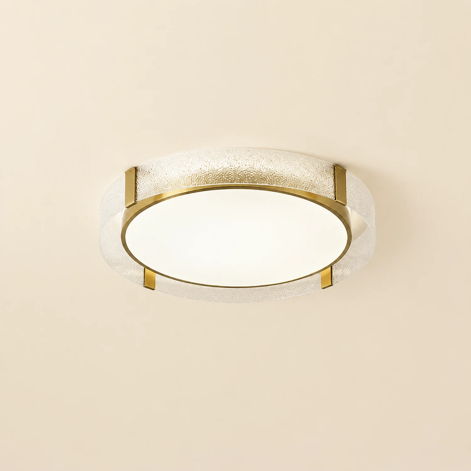 Quinn Modern Round Metal/Glass Flush Mount Ceiling Light, Gold - Lumpaz