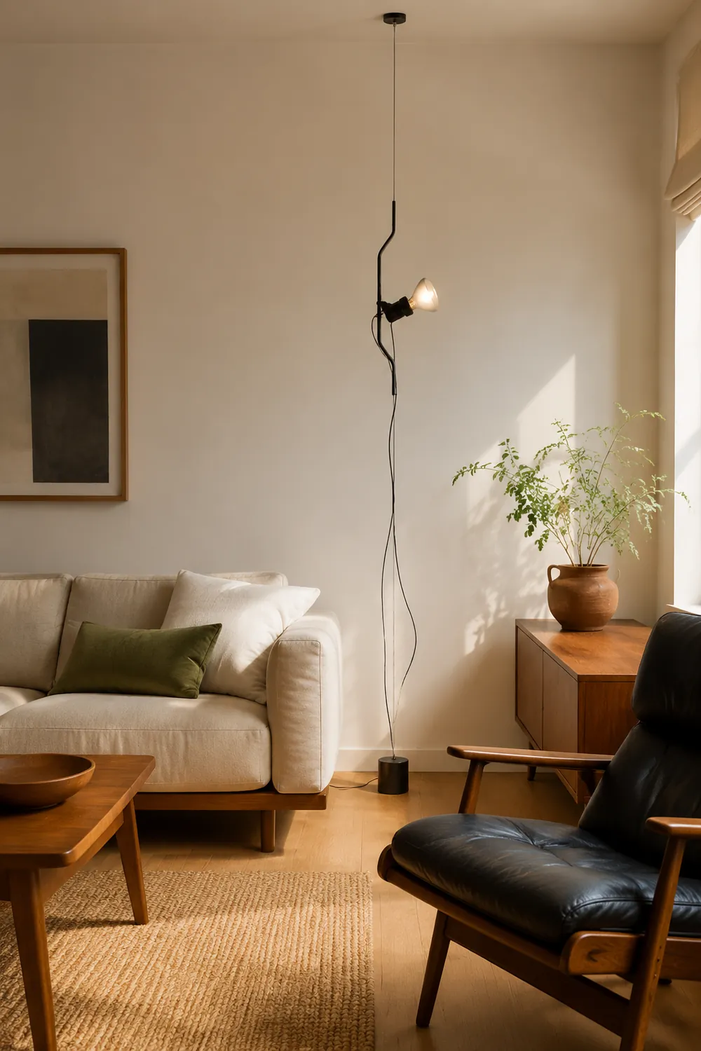 Luxo Floor Lamp Linear Minimalist, Metal, Black/White/Red, Bedroom - Lumpaz
