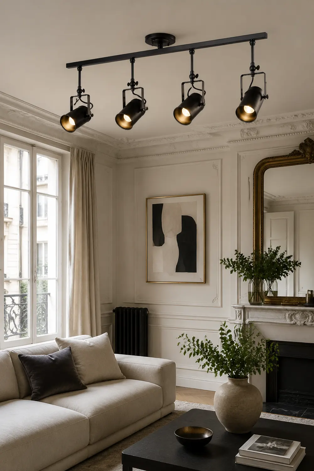 Alessio Vintage Adjustable Semi-Flush Mount Ceiling Light, Black - Lumpaz