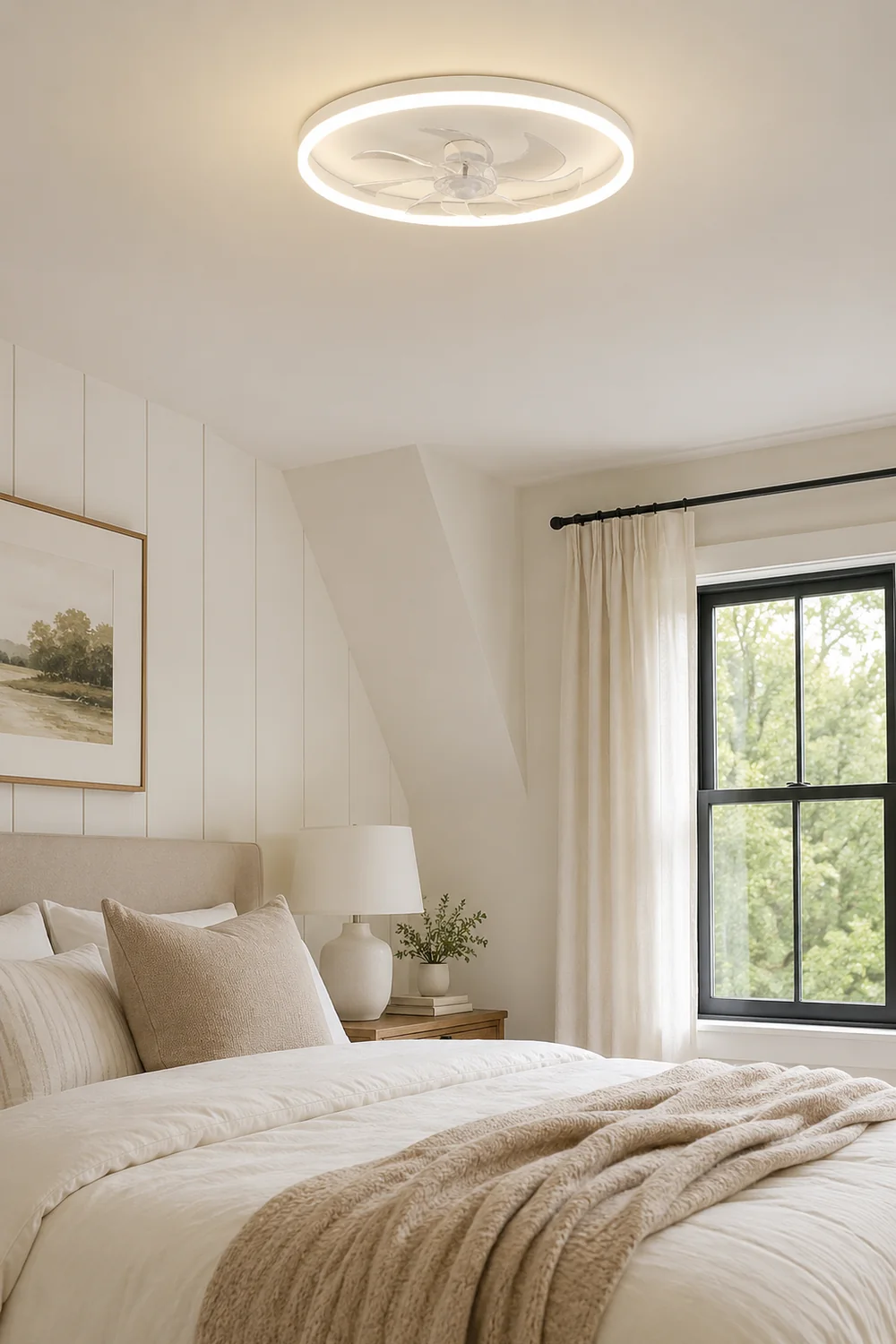 Edge 7-Blade Ring Ceiling Fan with Light, DIA 15.7"/19.7"/23.6" - Lumpaz