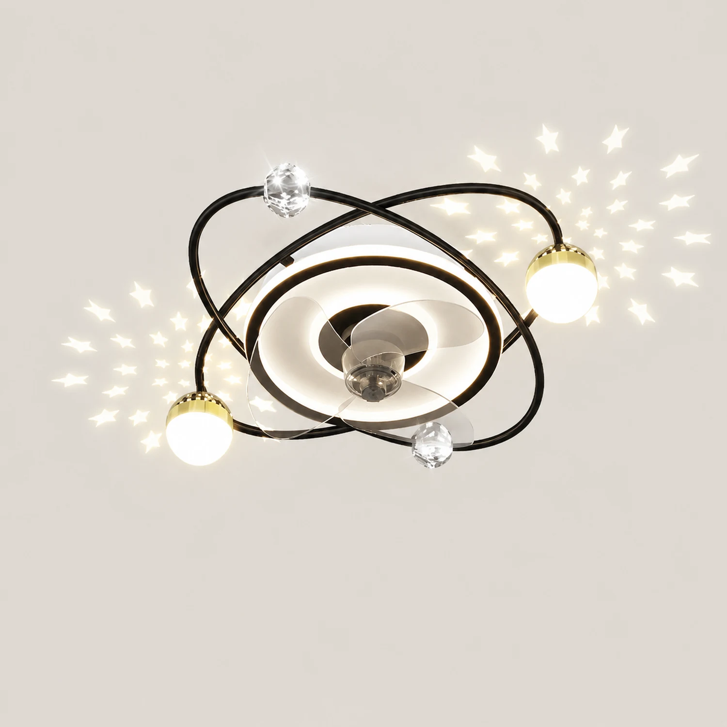Minori 3-Blade Starry Ceiling Fan with Light, 2 Color, L 21" - Lumpaz
