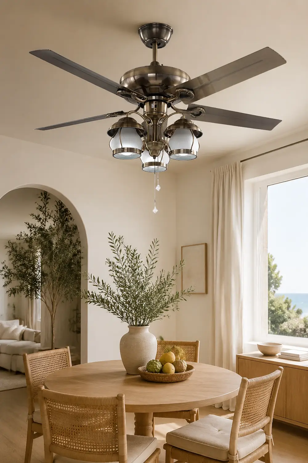 Alessio 4-Blade Rustic DC Ceiling Fan with Light, Summer, 51'' - Lumpaz