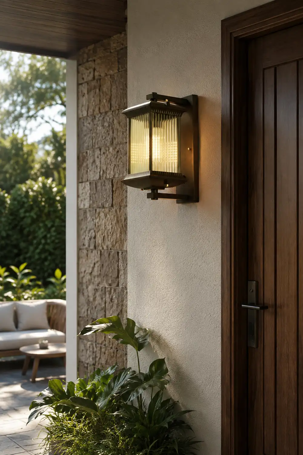 Outdoor Waterproof Creative Glass Shade Brown Retro Exterior Wall Lights - Lumpaz