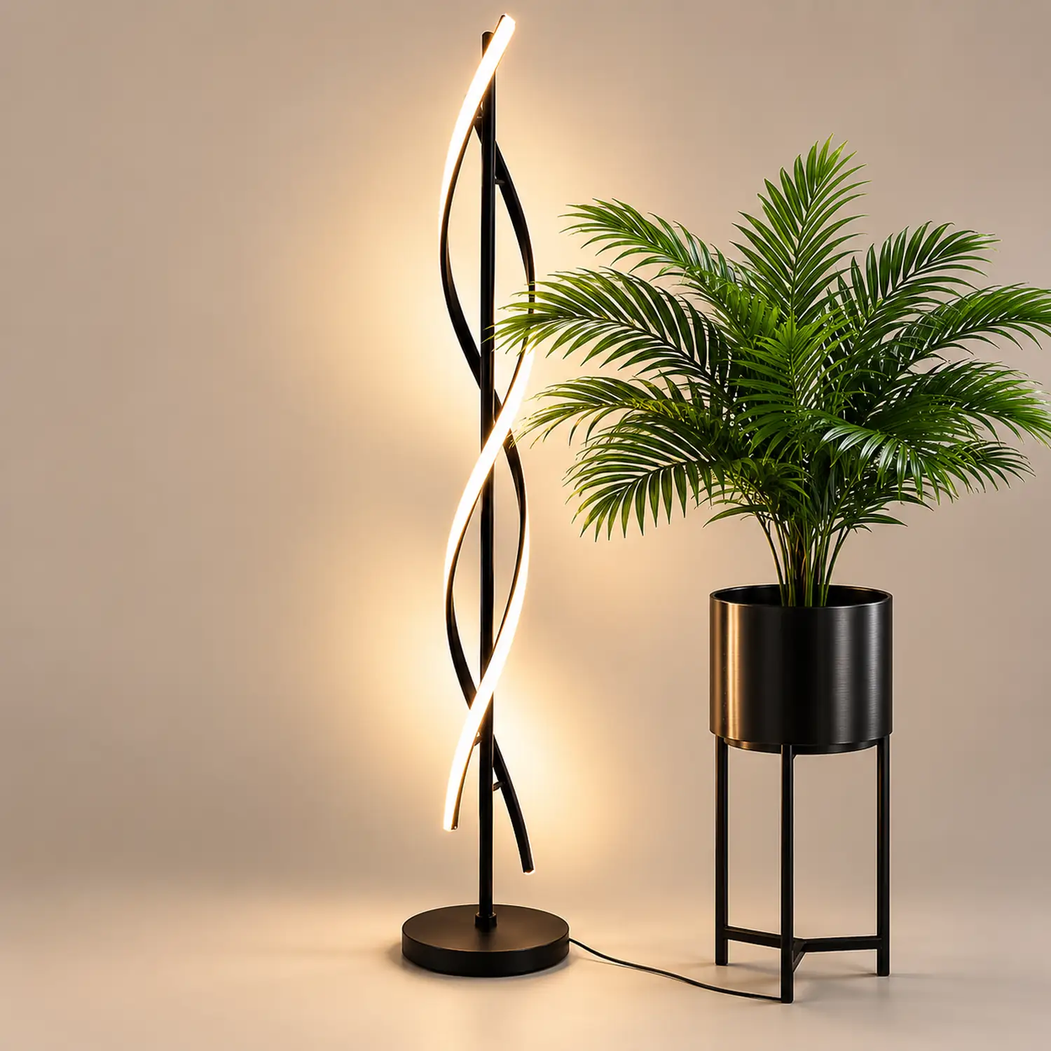 Postmodern Linear Acrylic Floor Lamp, Black/White - Lumpaz