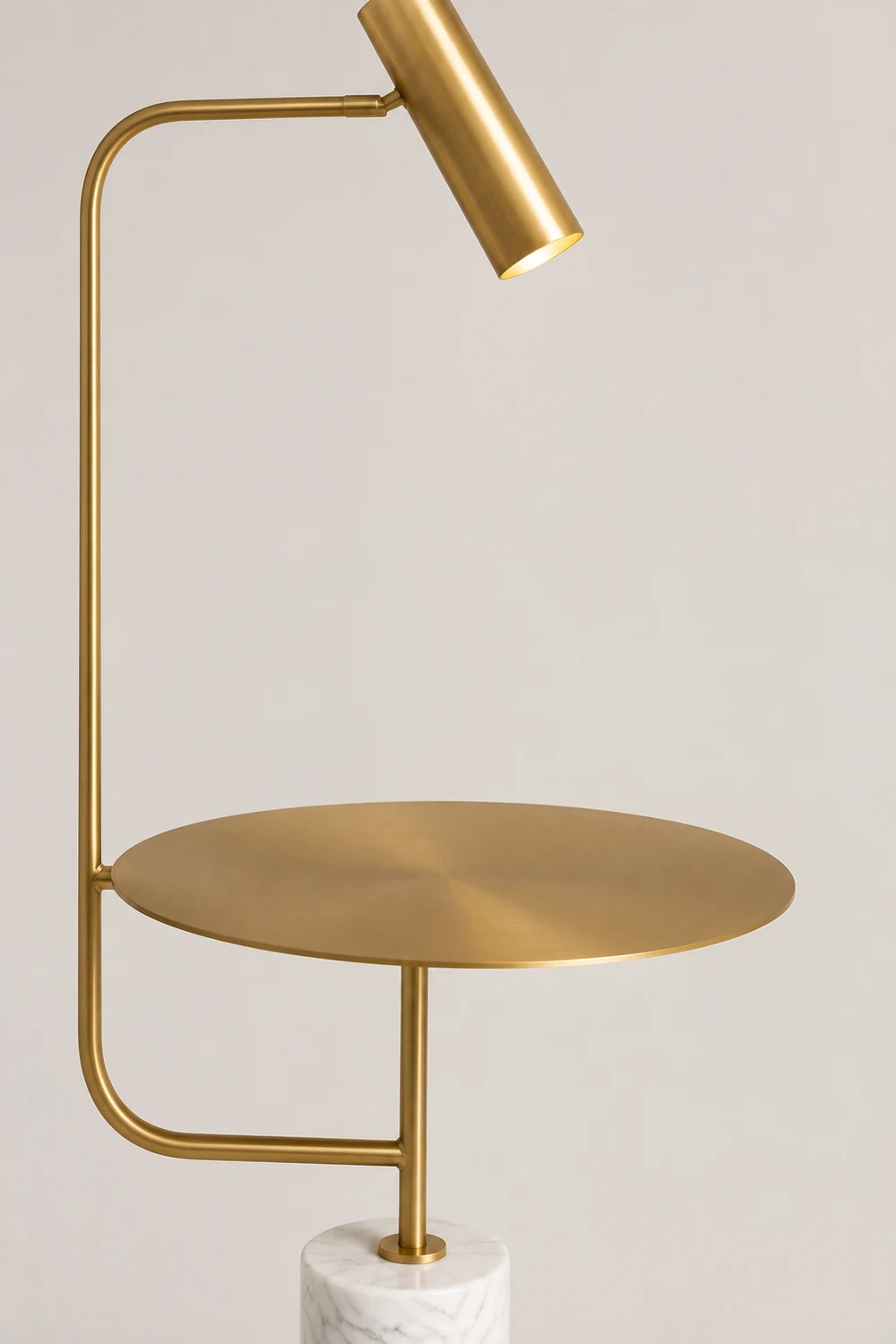 Salgado Minimalist Metal Floor Lamp With Table, Black/Gold - Lumpaz