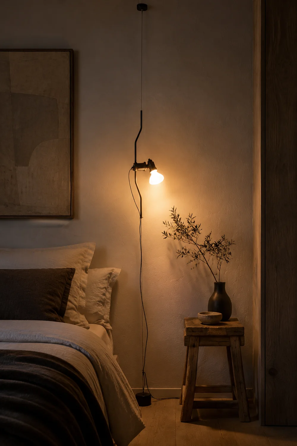 Luxo Floor Lamp Linear Minimalist, Metal, Black/White/Red, Bedroom - Lumpaz
