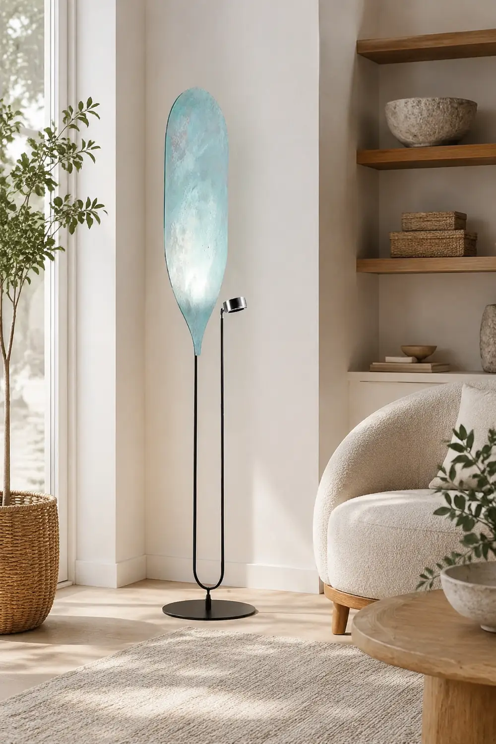 Salgado LED Floor Lamp, Metal, Reddish Brown/Aqua Blue - Lumpaz