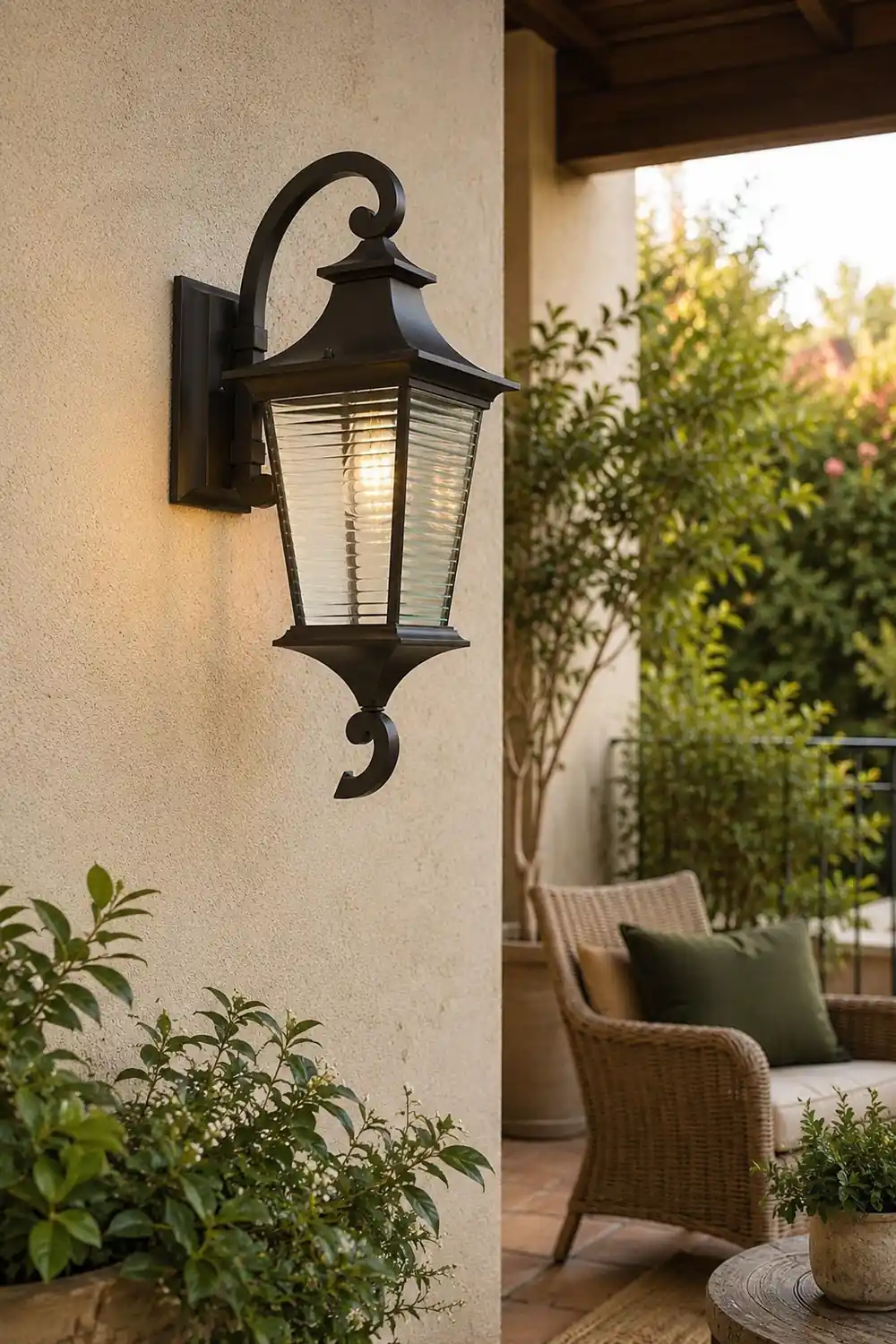 Retro Waterproof Creative Stripes Glass Shade Modern Outdoor Wall Light - Lumpaz