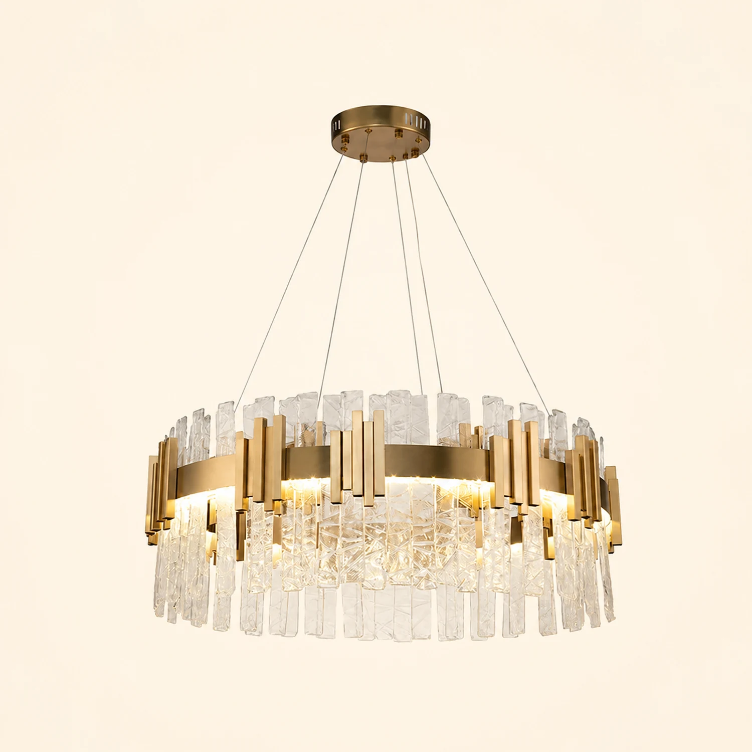 Marilyn Mid Century Iron & Glass Chandelier Circle - Lumpaz