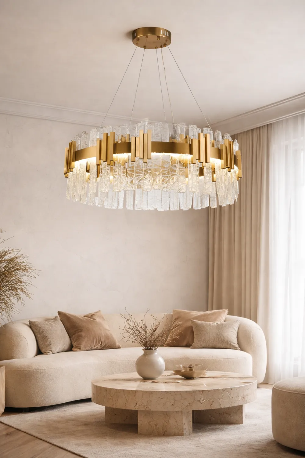 Marilyn Mid Century Iron & Glass Chandelier Circle - Lumpaz