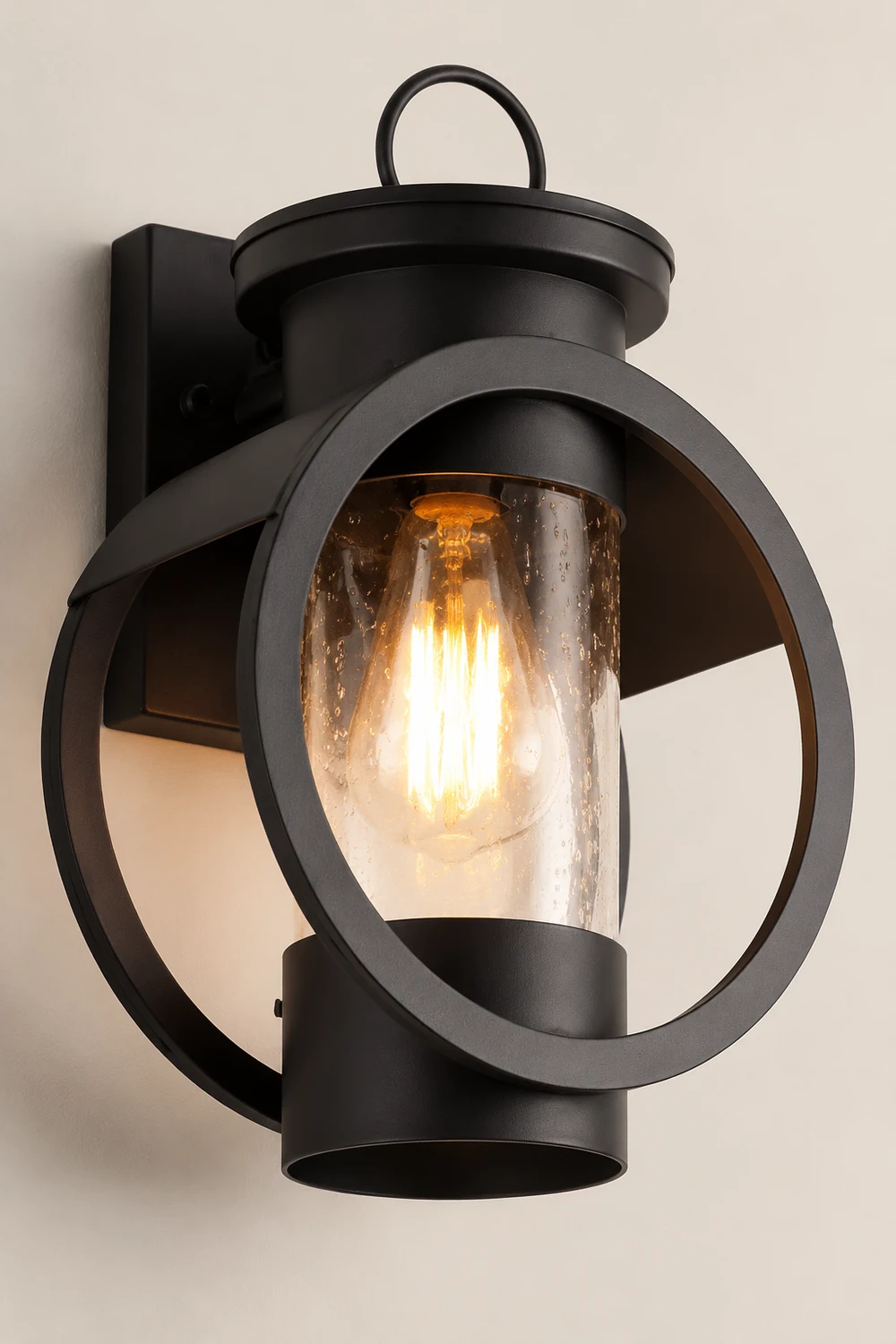 Raindrops Glass 6W LED Edison Lightbulb Black Outdoor Wall Lights - Lumpaz