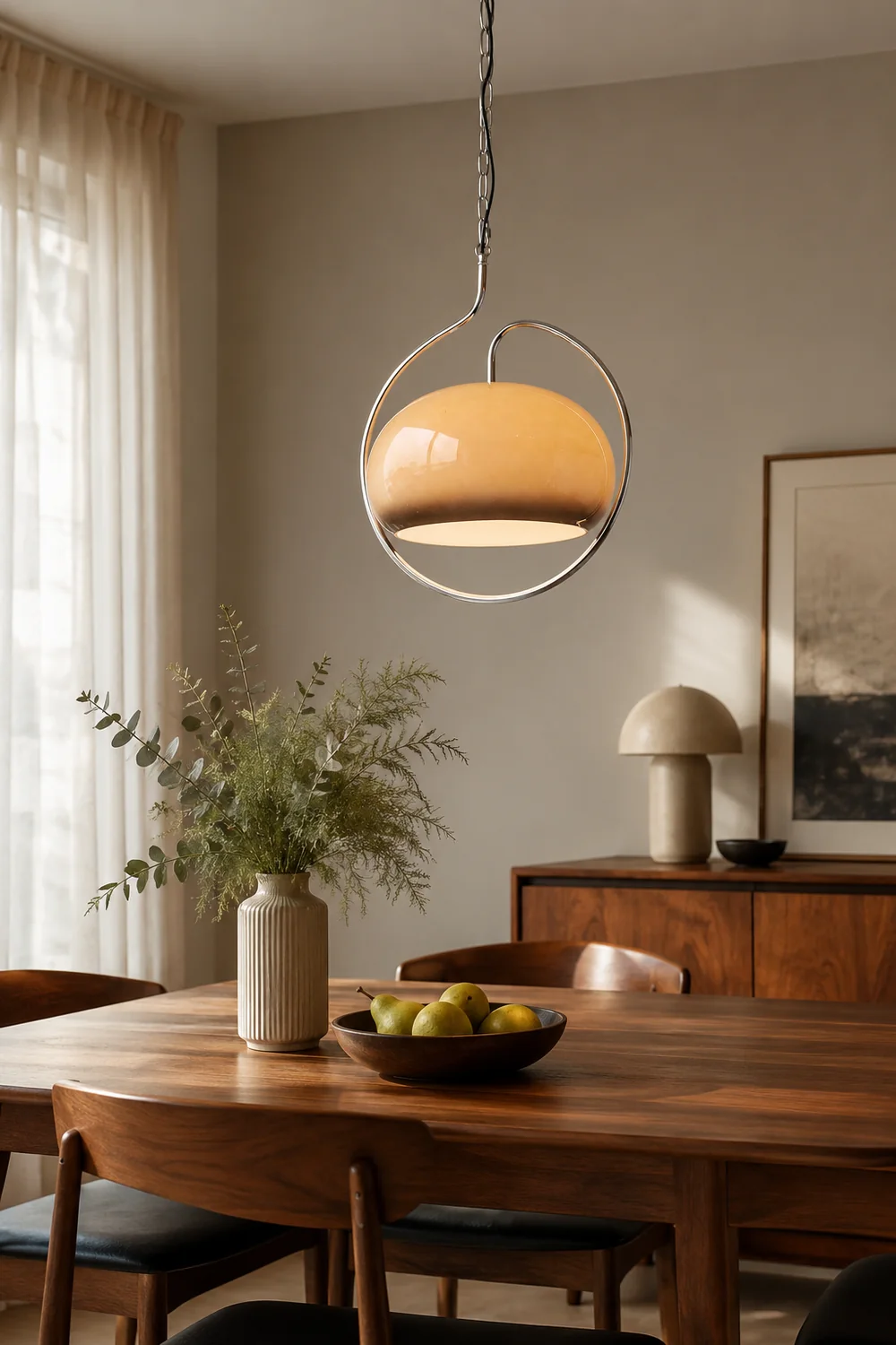 Hailie Retro Glass Pendant Light, Brown/White - Lumpaz