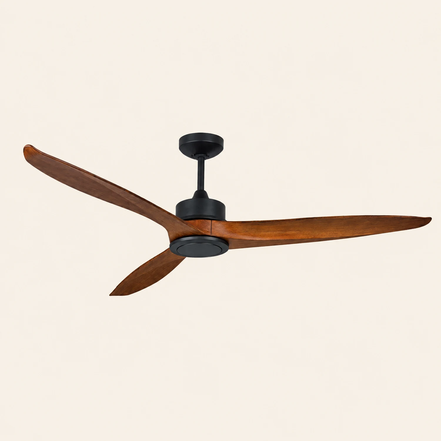 Haydn 3-Blade Black DC Ceiling Fan, Metal & Wood, Summer, 52'' - Lumpaz