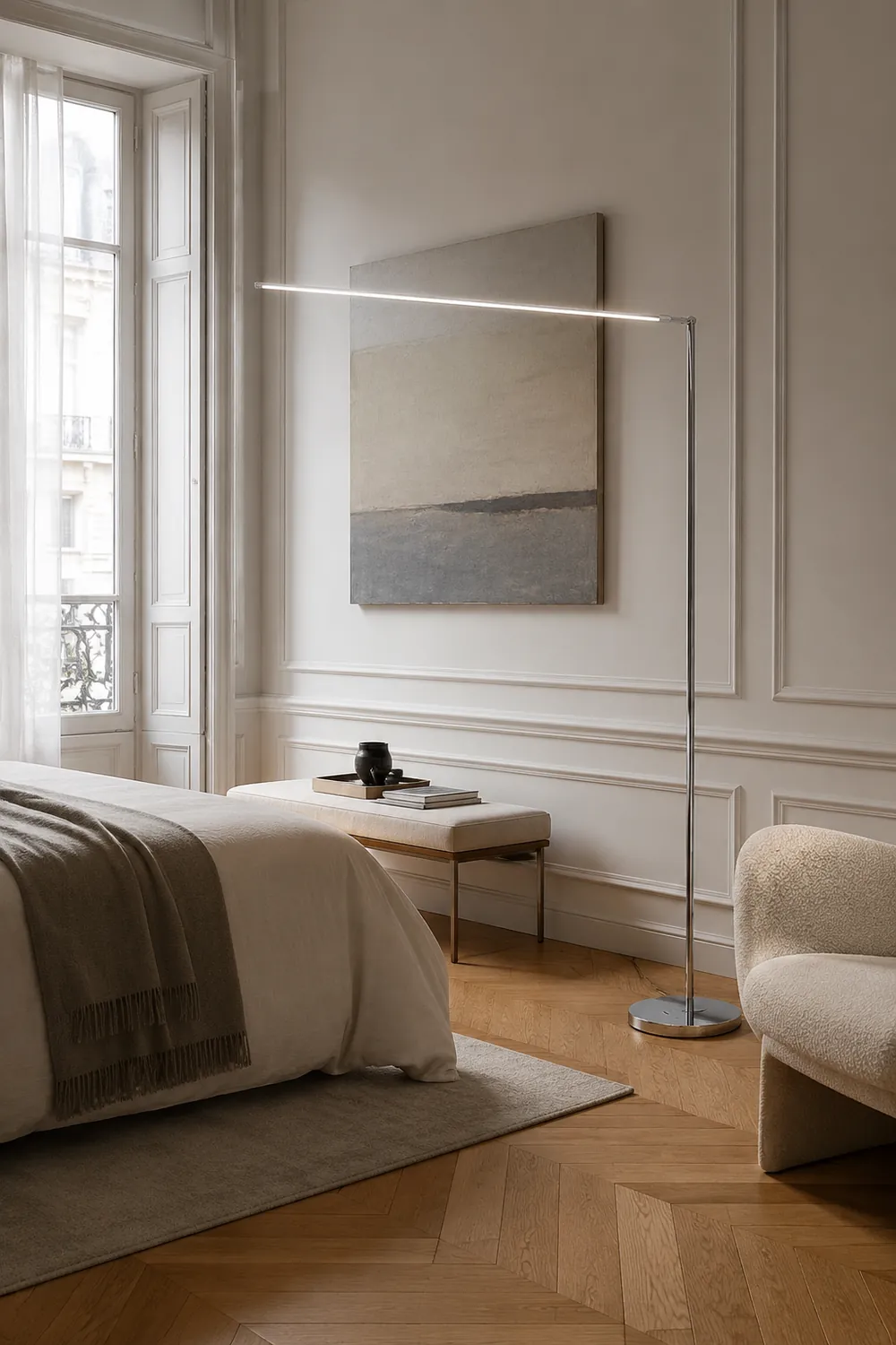 Modern Steamline Minimalist linear Floor Lamp, 2 Color - Lumpaz