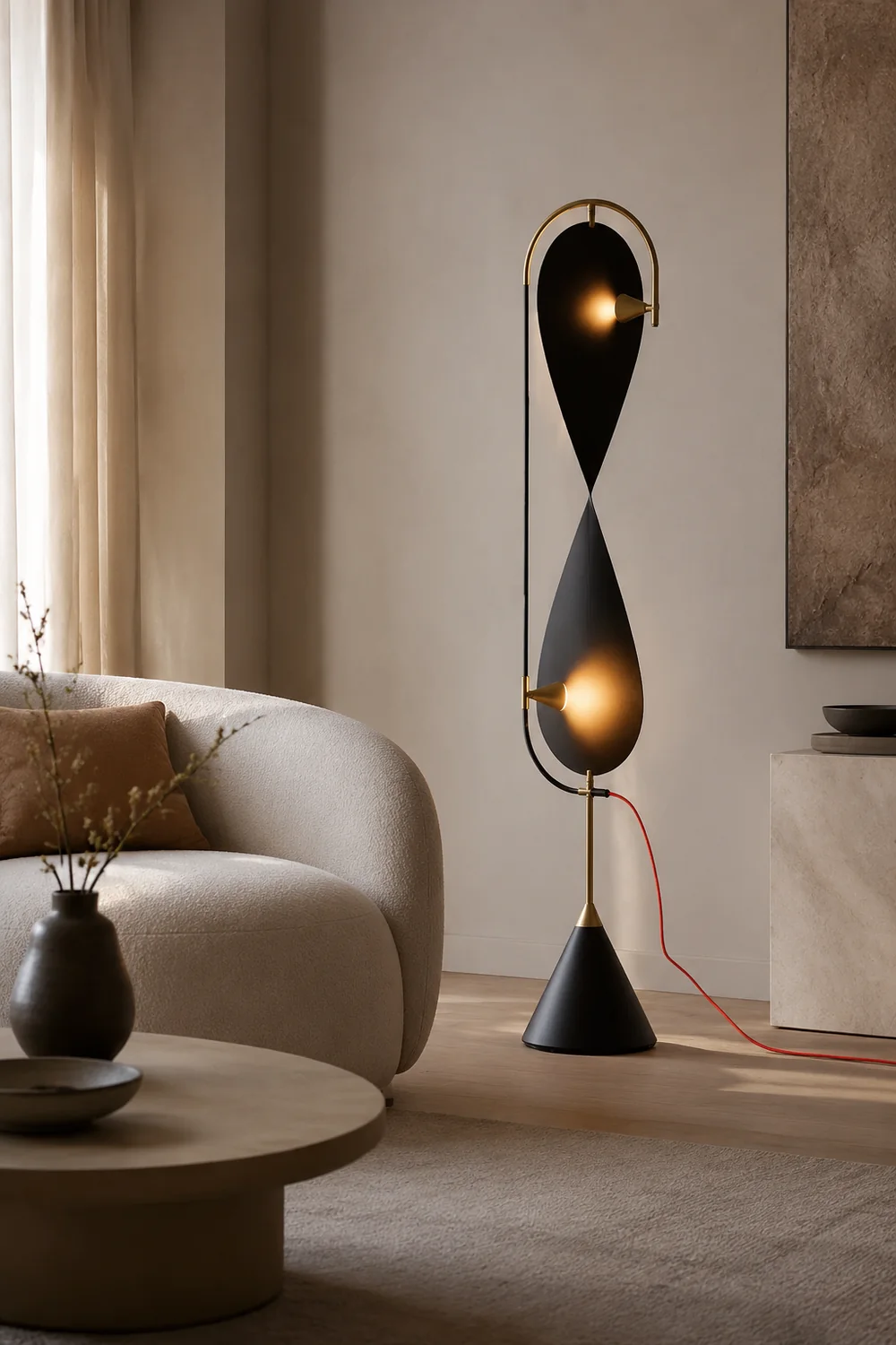 Salgado Modern Minimalist Geometric Metal Floor Lamp, Black - Lumpaz