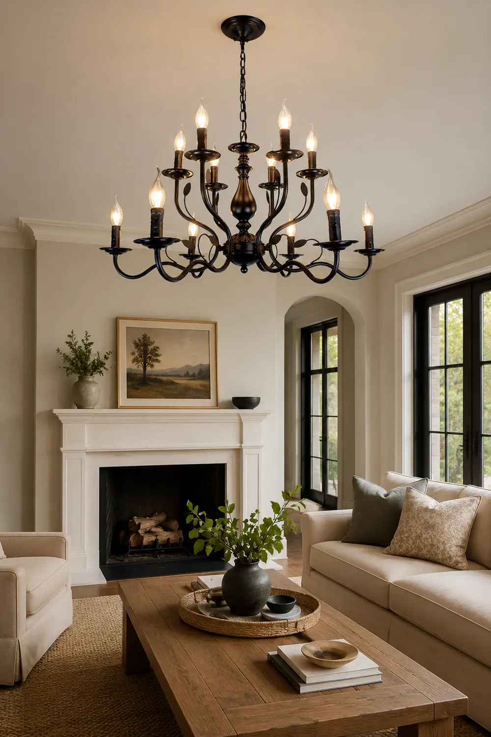 Silva Transitional Candle Chain Chandelier, Black - Lumpaz
