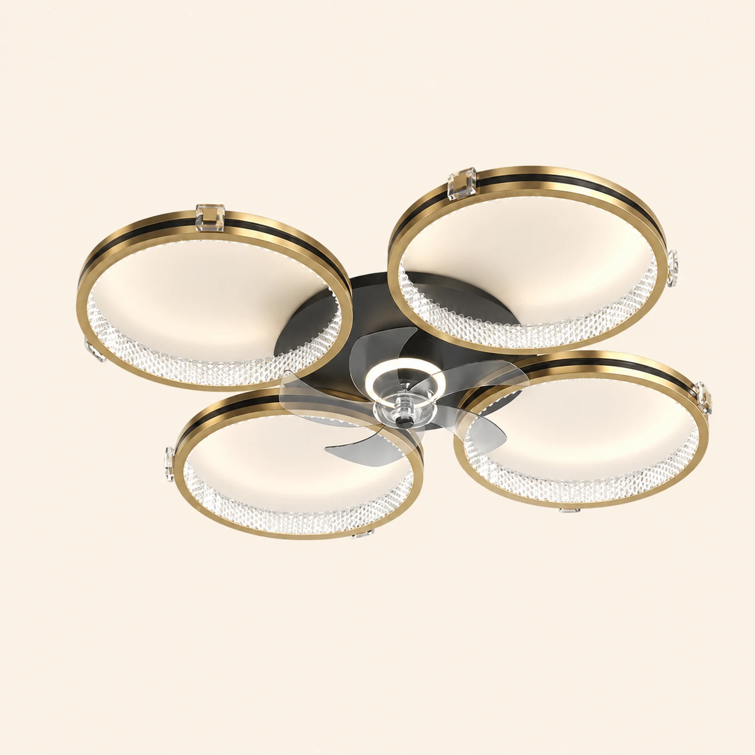Kirsten 4-Rings 5-Blade Ceiling Fan with Light, 31"/40.5" - Lumpaz