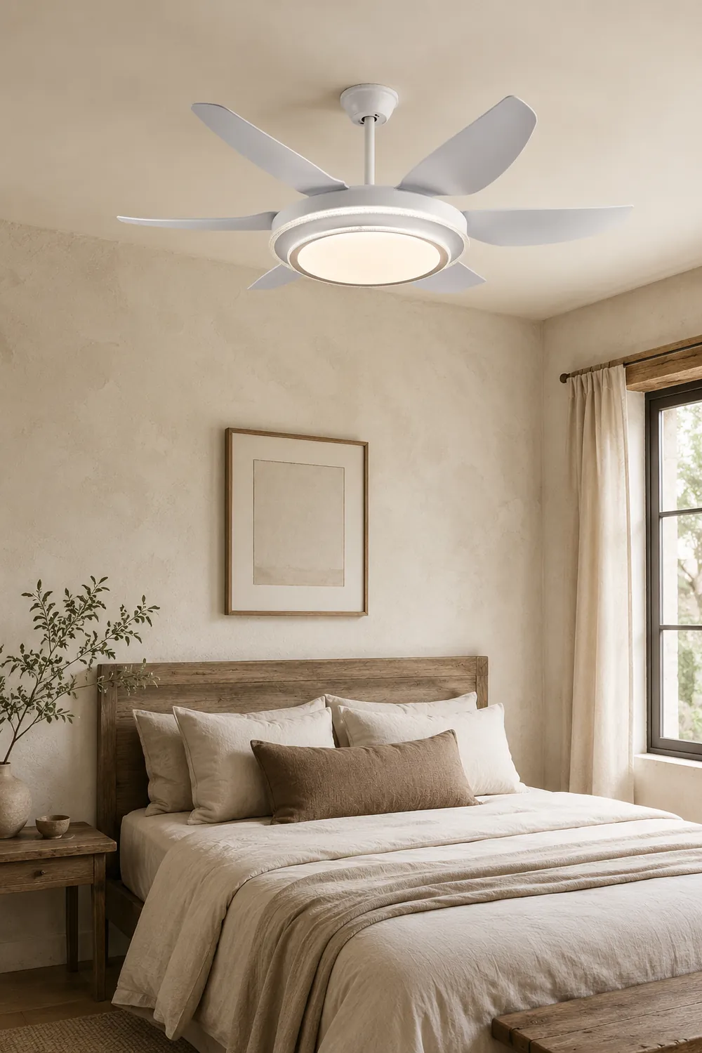 Haydn 6-Blade  Modern Basic  DC Ceiling Fan with Light, White, 51'' - Lumpaz