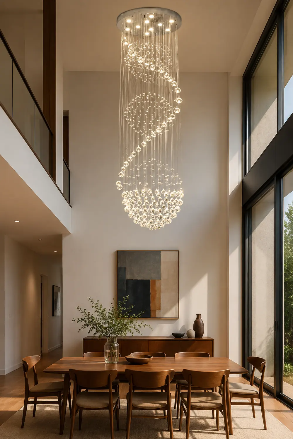Hailie Luxury Spiral Cascading Crystal Chandelier, Chrome - Lumpaz