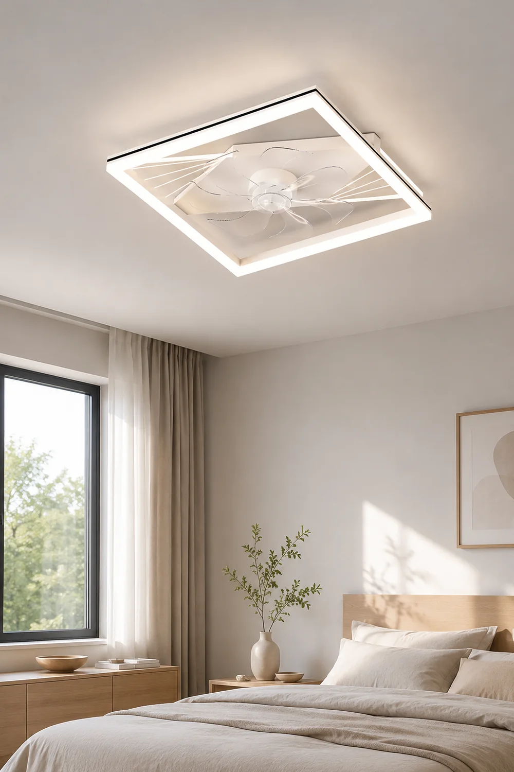 Kirsten 7/3-Blade Ceiling Fan With Light, 8 Style, L 20"/24'' - Lumpaz
