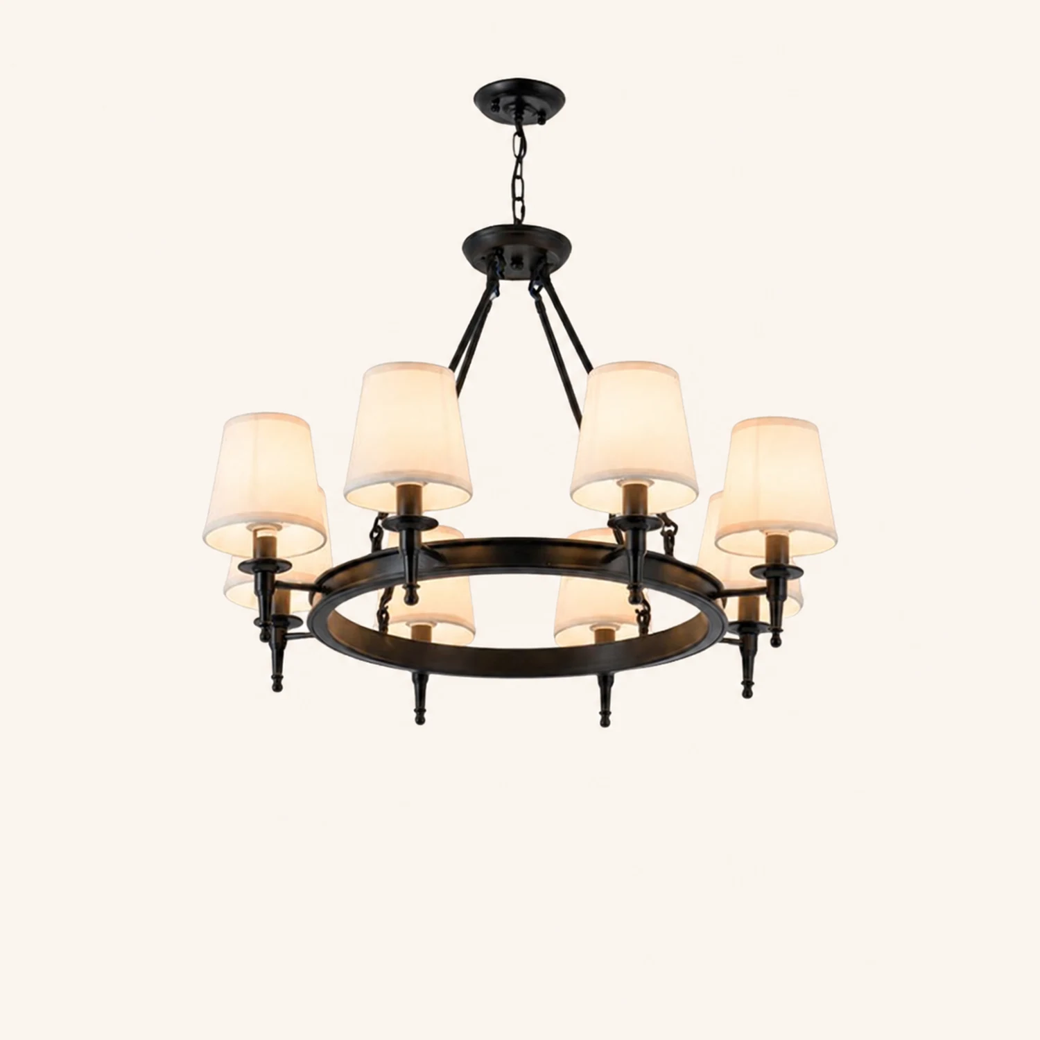 Alessio Vintage Ring Metal/Fabric Chandelier, Black/Copper - Lumpaz
