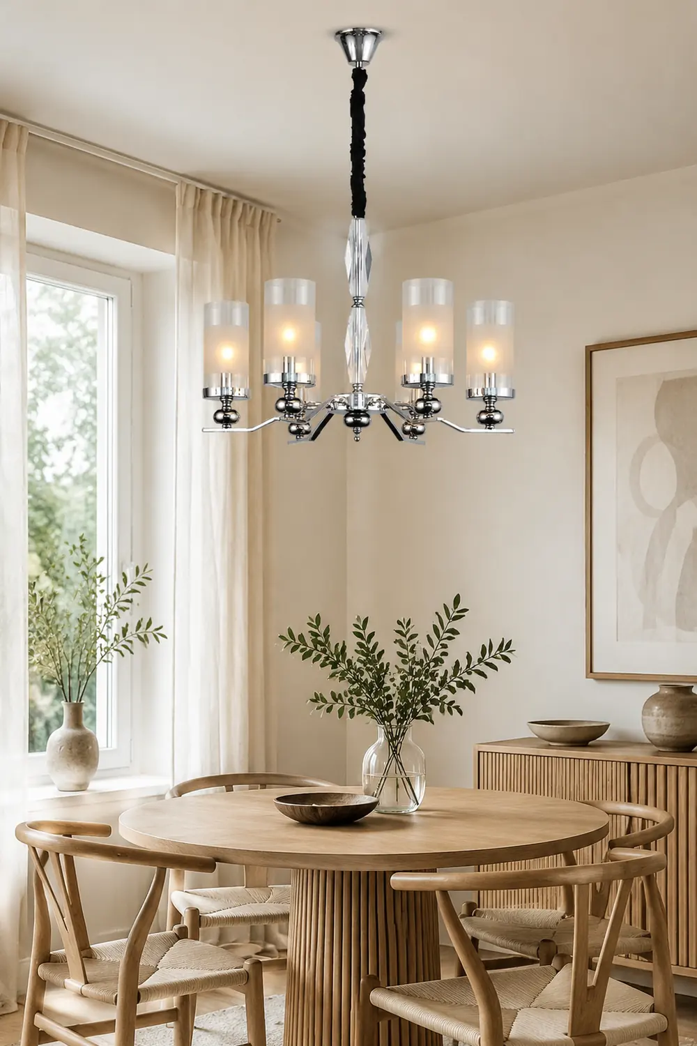 Alessio Retro Silver Metal/Glass Chandelier/Wall Lamp, Living Room - Lumpaz
