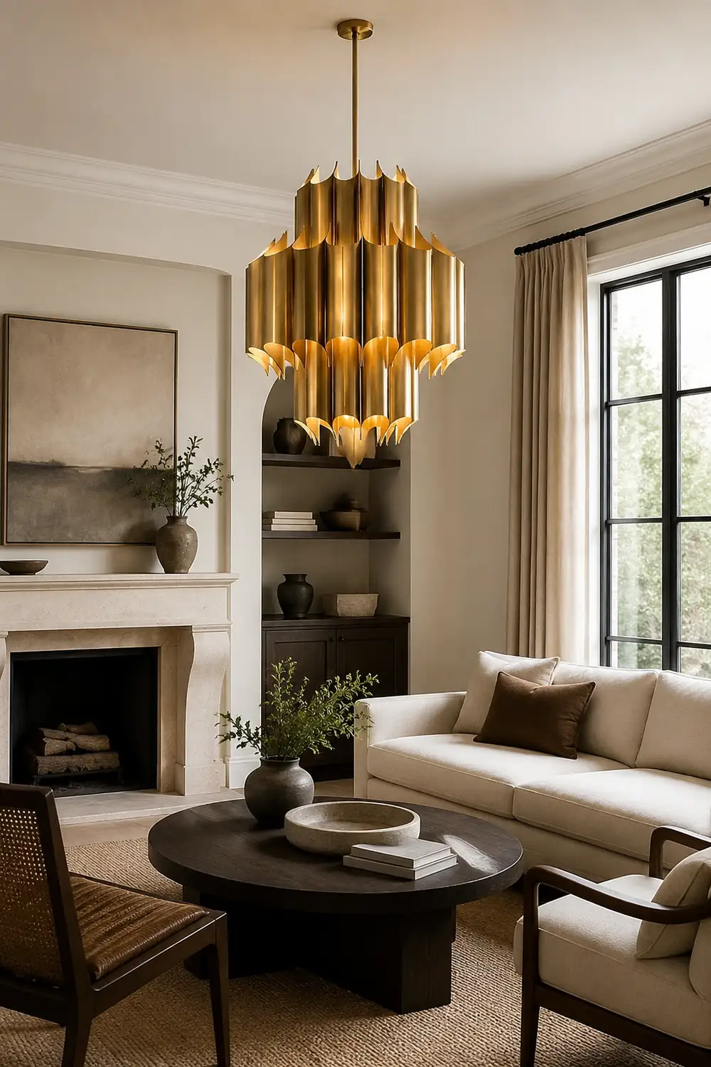 Evette Simple Retro Creative Chandelier Brass Metal Bedroom - Lumpaz