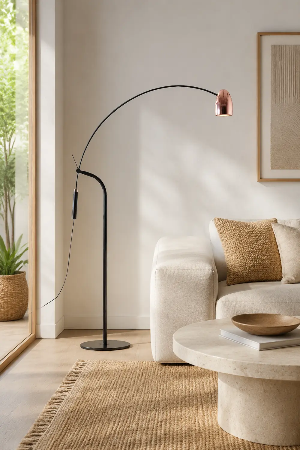 Cooley Artistic Minimalist Arc Floor Lamp, Rose Gold - Lumpaz