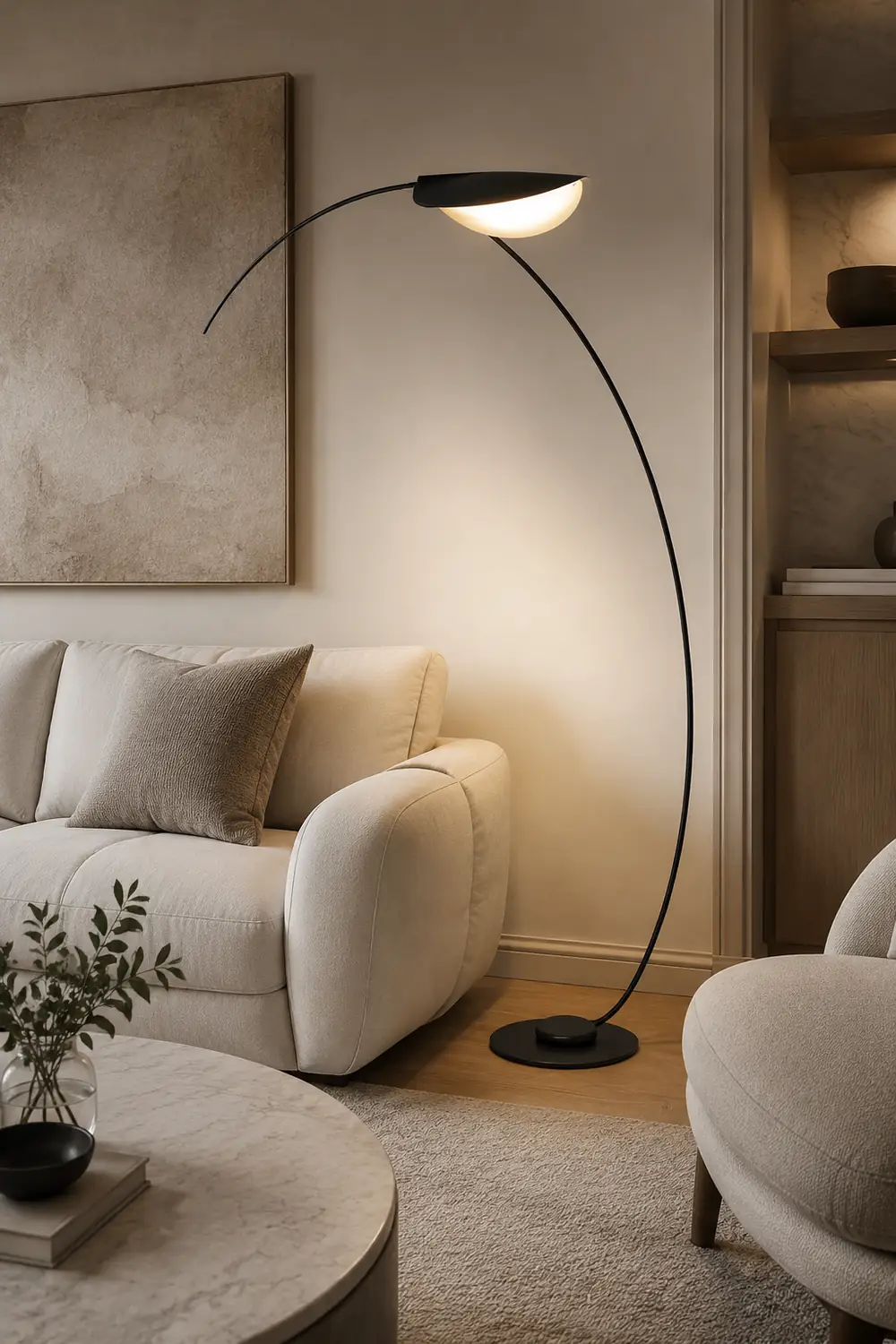 Edge Modern Arch Metal Floor Lamp, Black Bedroom/Living Room - Lumpaz