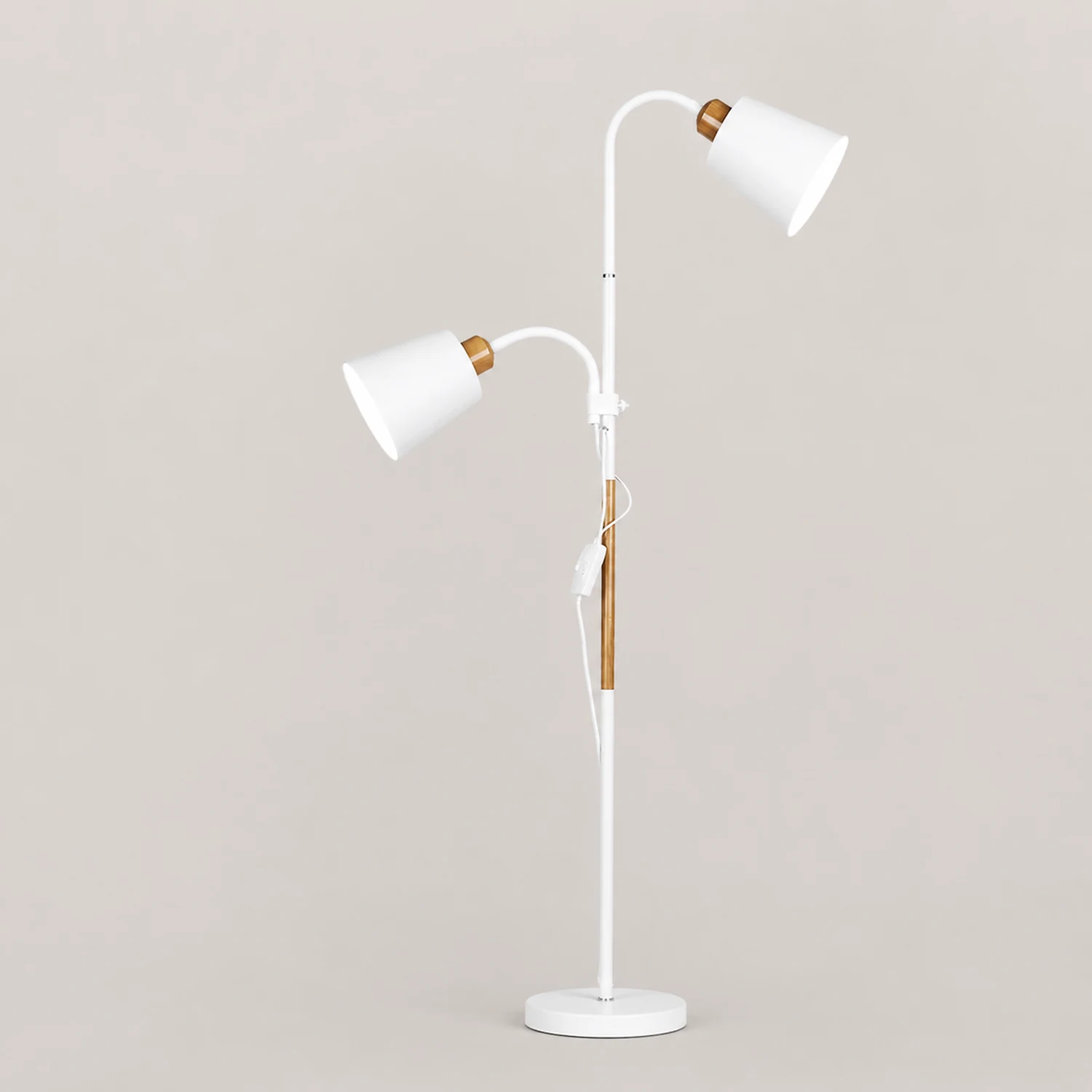 Eryn Floor Lamp Double Head Modern, Metal,Black/White, Bedroom - Lumpaz