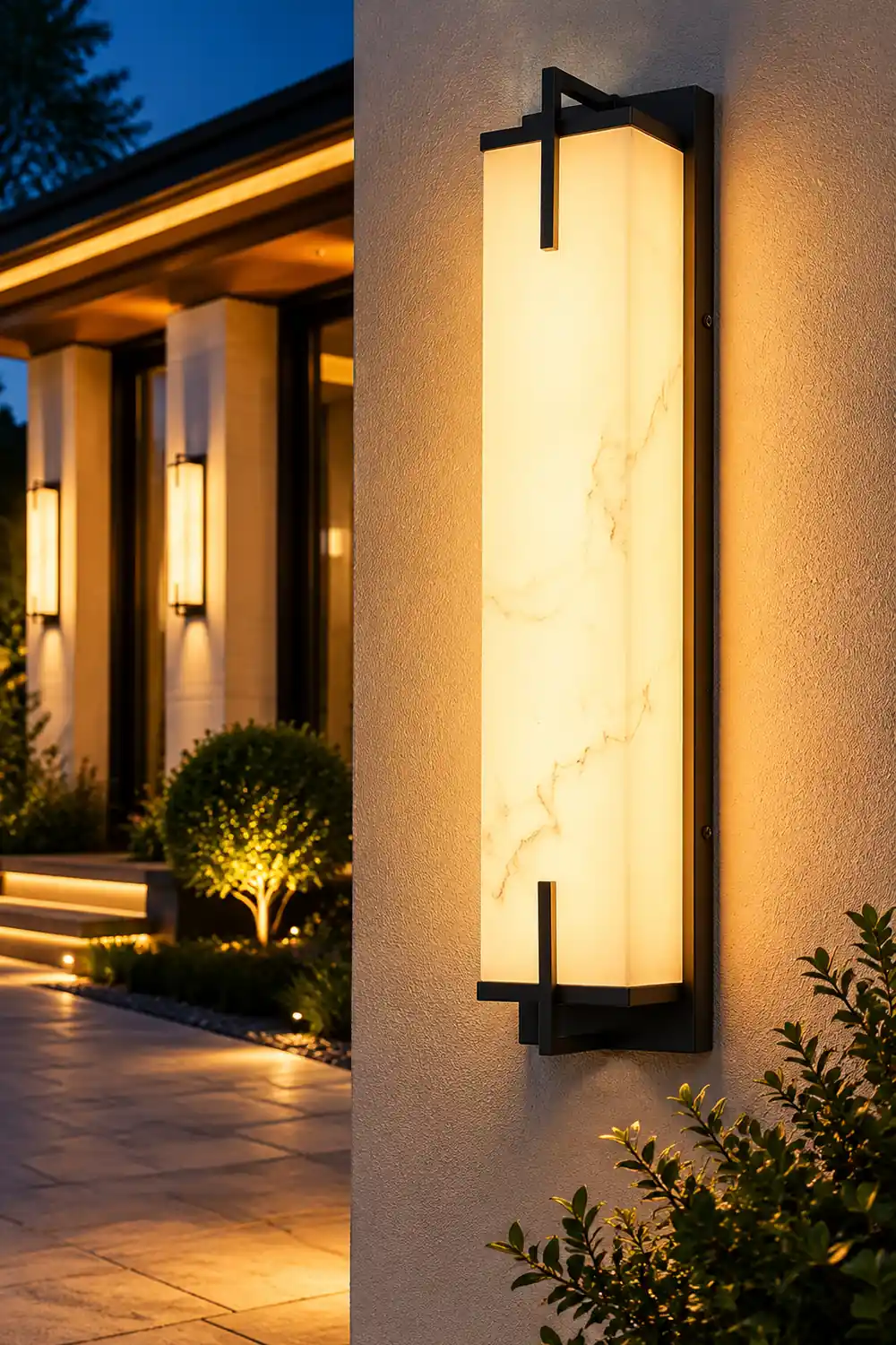 Resin Rectangular Waterproof LED Black Modern Outdoor Sconce Lighting - Lumpaz