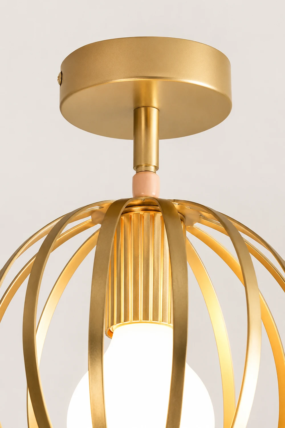 Herbert Semi Art Deco Globe Flush Mount Ceiling Light, Brass - Lumpaz