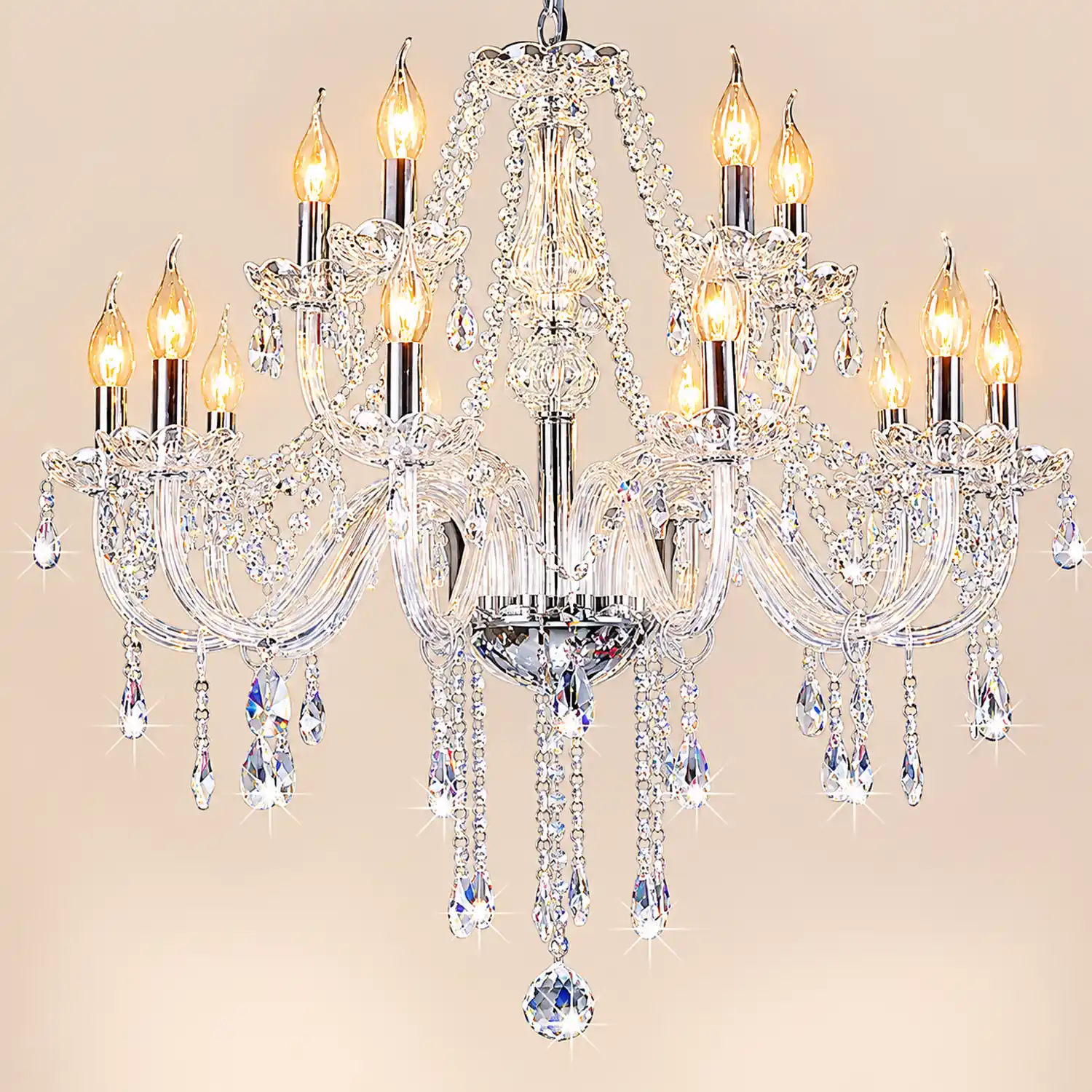 Silva Luxury Candlestick Crystal Chandelier, Clear - Lumpaz